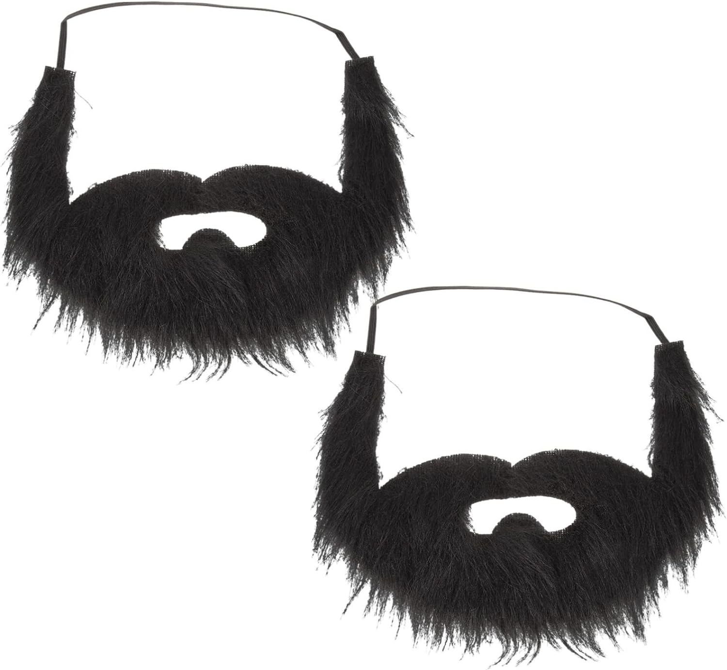 Dense Fake Beard Elastic Band 2Pcs Mustache Toy for Party Halloween Decor Cosplay Fun Props image number 2