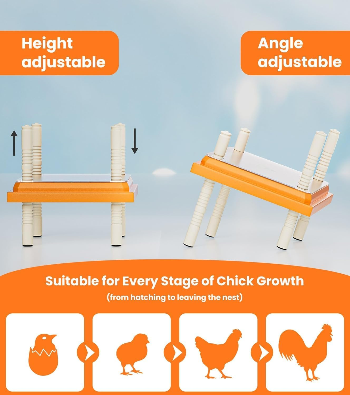Brooder Heater for Chicks, 25 * 25Cm for 15 Chicks Heating Plate with Adjustable Height and Angle 15W Chicken Brooder Warm like Mother Hen (Orange, 25CM) image number 6