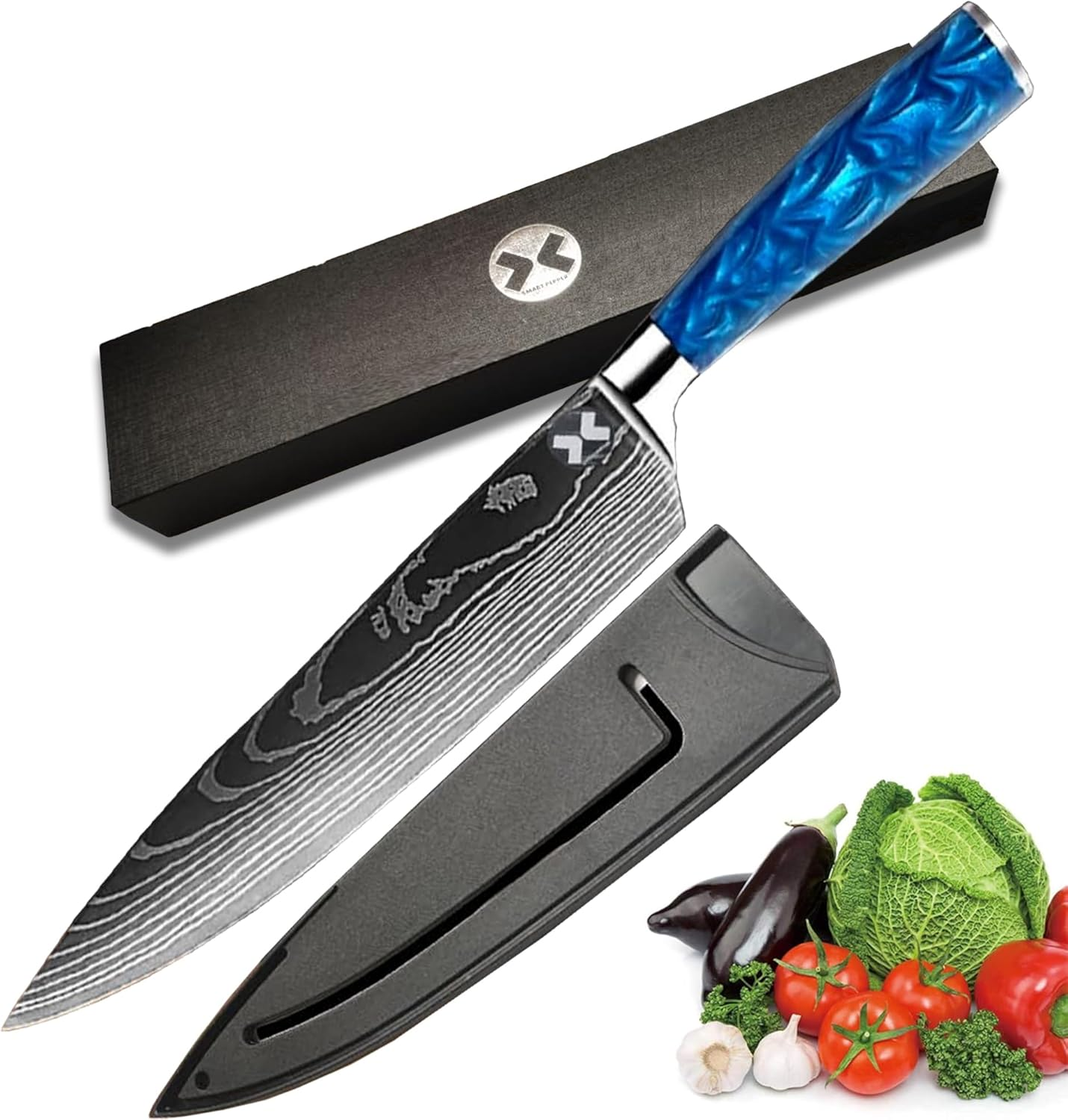 SMART PEPPER Chef Knife Kitchen Knife 8 Inch Chef'S Knife High Carbon Stainless Steel Knife with Risan Handle, Ultra Sharp, Best Choice for Home Kitchen & Restaurant image number 2