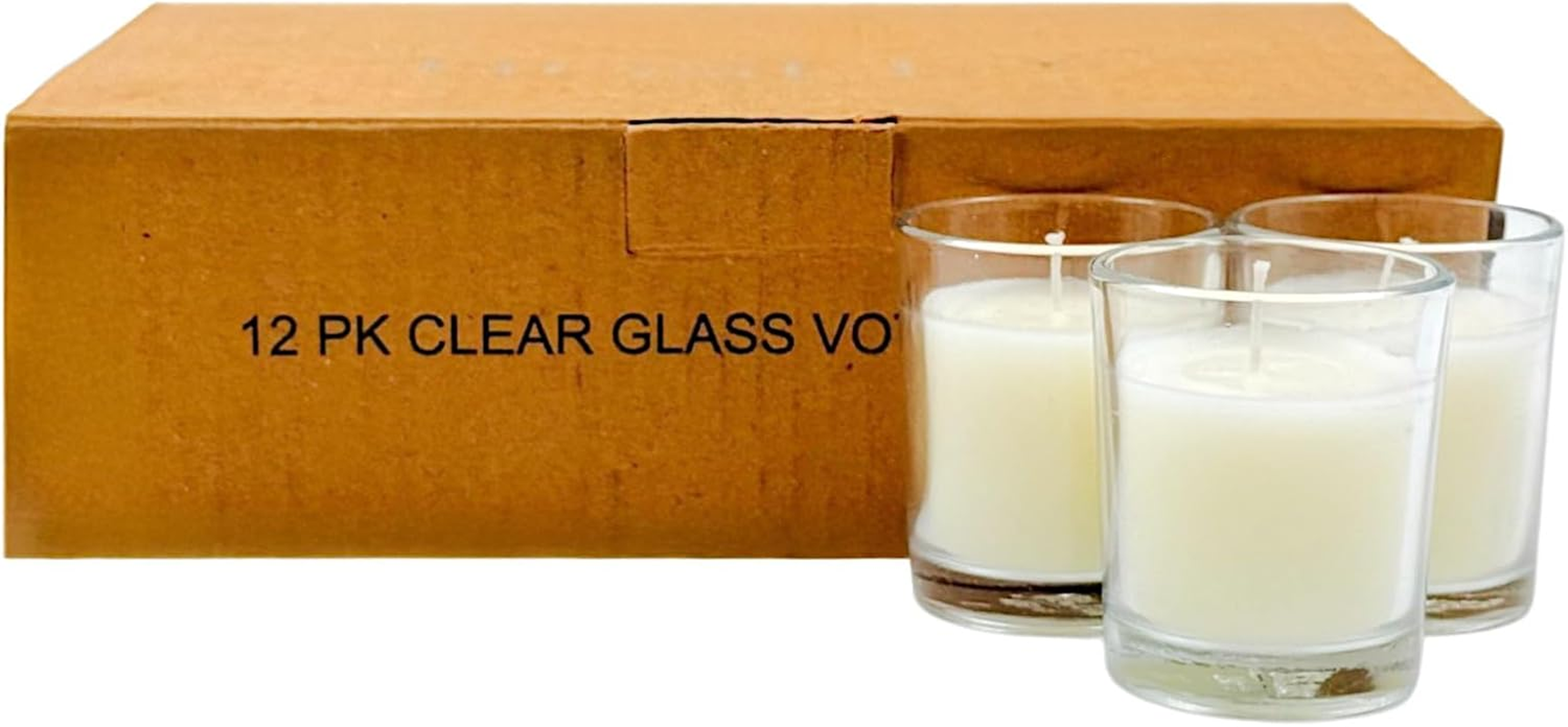 Hosley&reg; Ivory Unscented Clear Glass Filled Votive Candles, Hand Poured Wax Candle Ideal for Aromatherapy Spa Weddings Birthdays Holidays Party (Pack of 12) - White 20 Pack image number 5