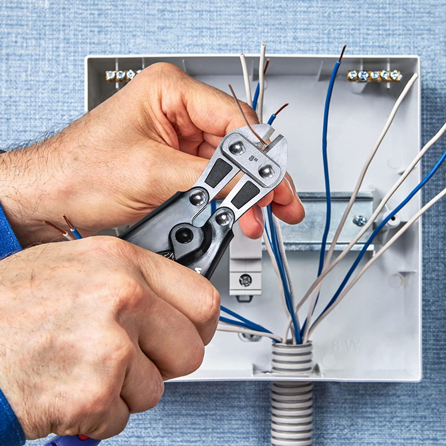 WORKPRO Mini Bolt Cutter 8-Inch, Spring Loaded Small Heavy Duty Wire Cable Cutter, Snips Clippers with Soft Anti-Slip Handle image number 1