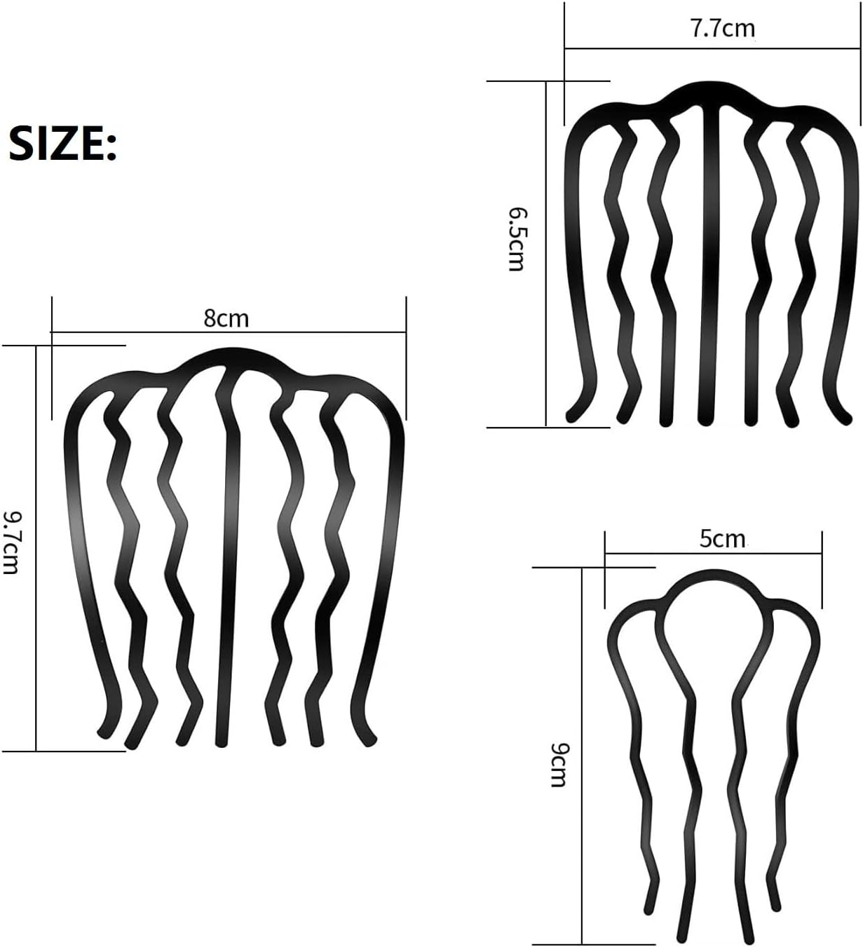 WEIPUER Pack of 4 Hair Fork Clip Vintage Hair Side Combs U Shape Teeth Alloy Colour Hairpin Stick Women Hair Styling Tool Accessories image number 1