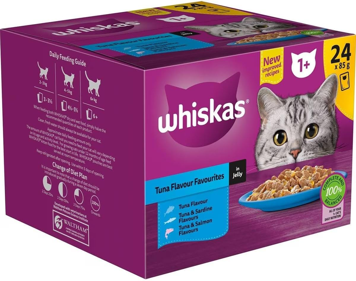 Whiskas Tuna Flavour Favourites in Jelly Wet Cat Food for 1+ Year 85 G (Pack of 24)