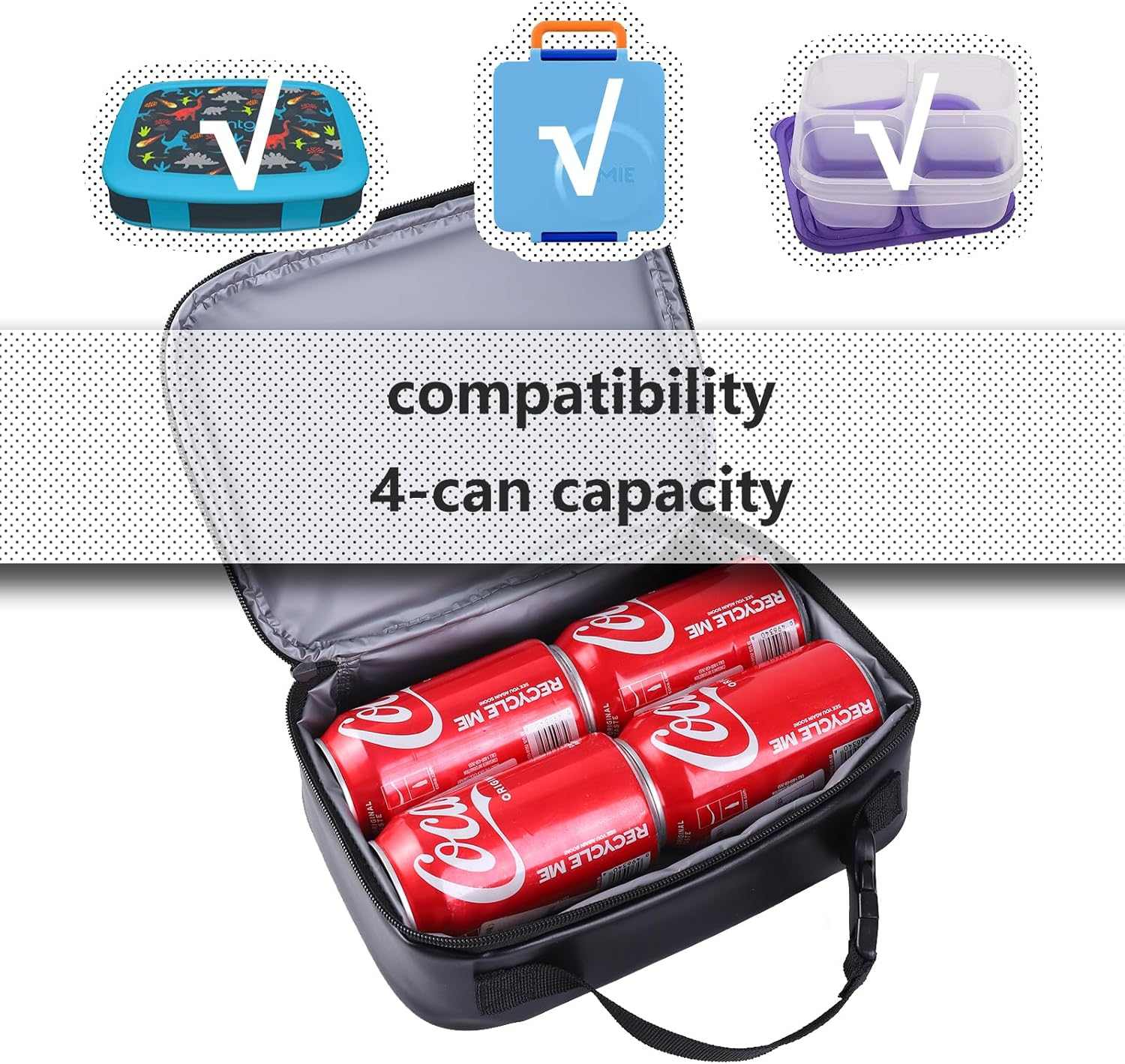 ONTESY Boys Lunch Bag Switch Game Lunch Cooler Thermal Insulated Food Container Waterproof Leather Mini Lunch Pail for Boys Girls Kids Toddlers Teens Men Women for School Pinic (Black) - Teal image number 5