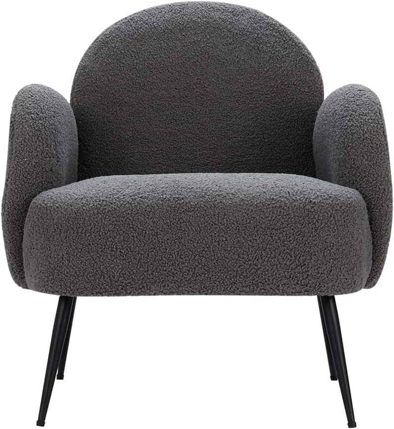 Artiss Armchair Sherpa Fabric Recliner Lounge Dining Chairs Nursing Occasional Reading Seating Single Sofa Home Living Room Bedroom Furniture, Charcoal with 18Cm Thick Padding Seat image number 3