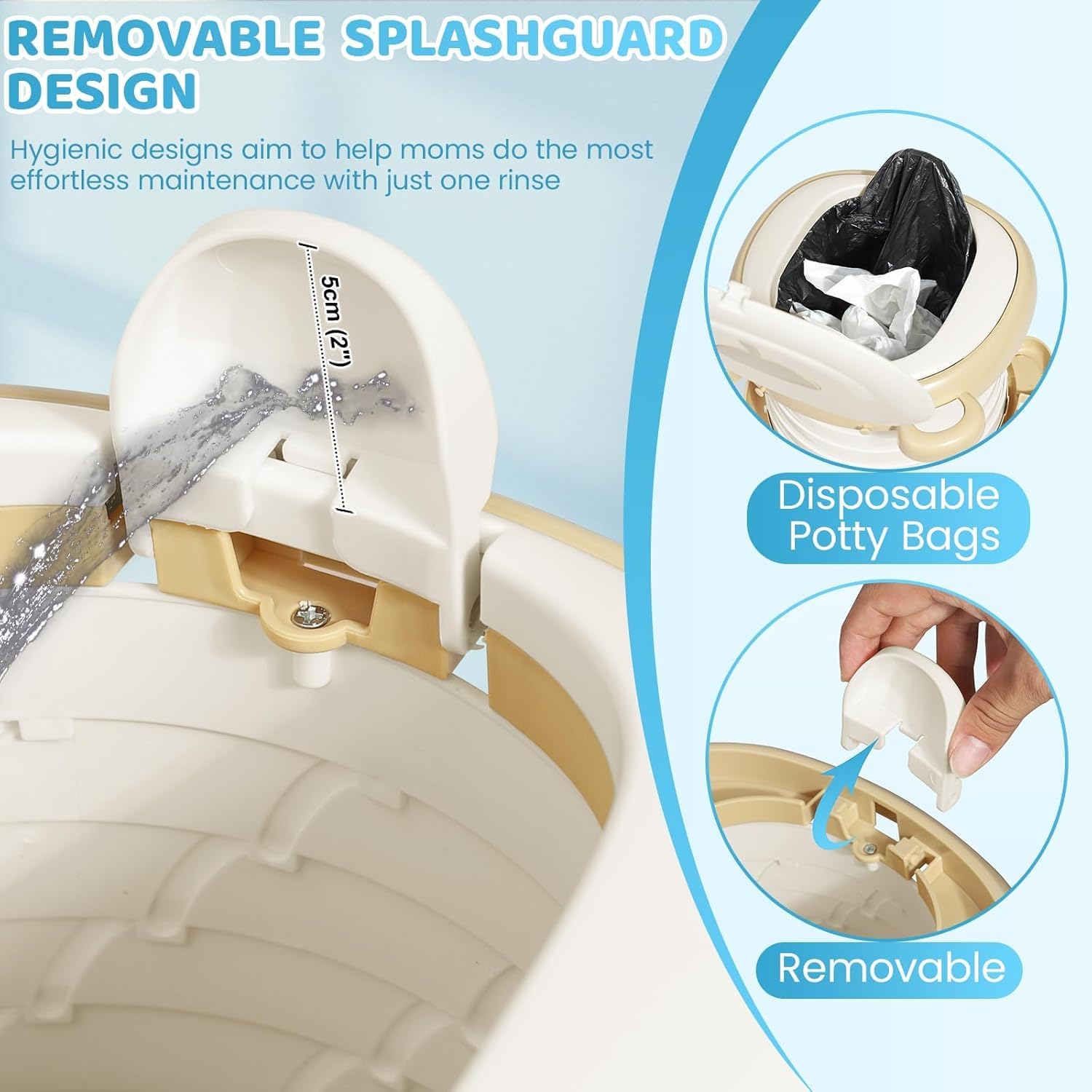 LEFAFA Travel Potty Seat, Portable Foldable Potty Training Toilet for Toddler, Portable Toilet Seat with Potty Liners, Absorbent Pads and Travel Bag, Emergency Toilet for Car, Camping, Outdoor, Indoor image number 5