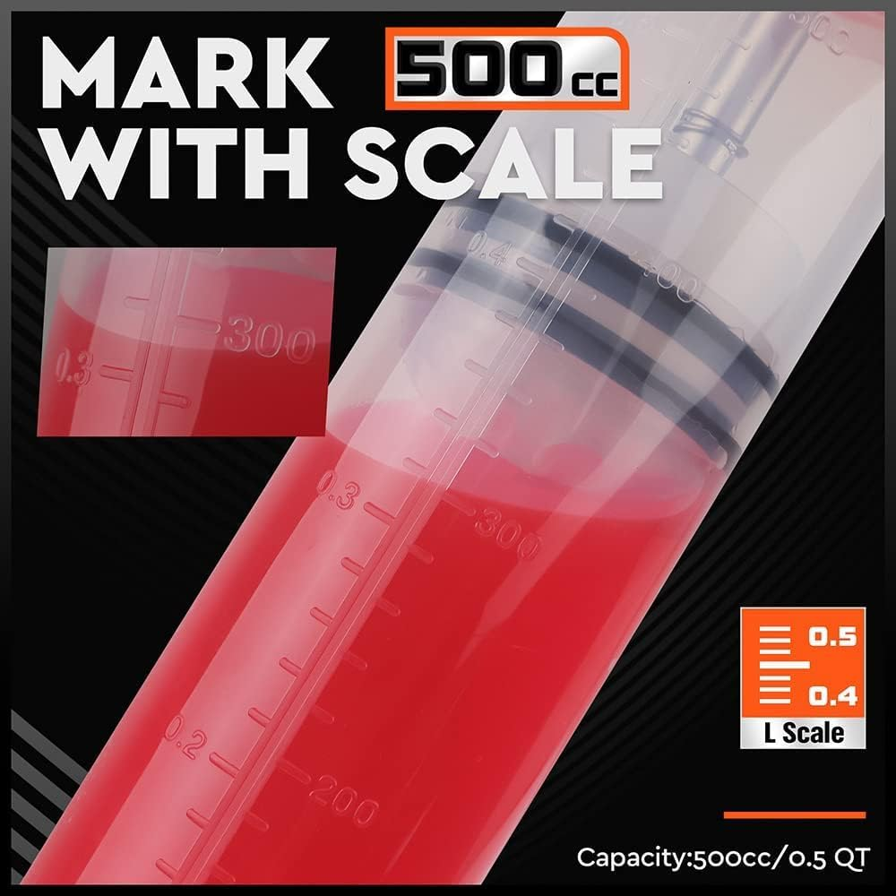 HORUSDY 500CC Fluid Extractor Automotive, Oil Extractor/Oil Syringe, Fluid Syringe Pump Manual Suction Vacuum Fuel Car Transfer image number 2