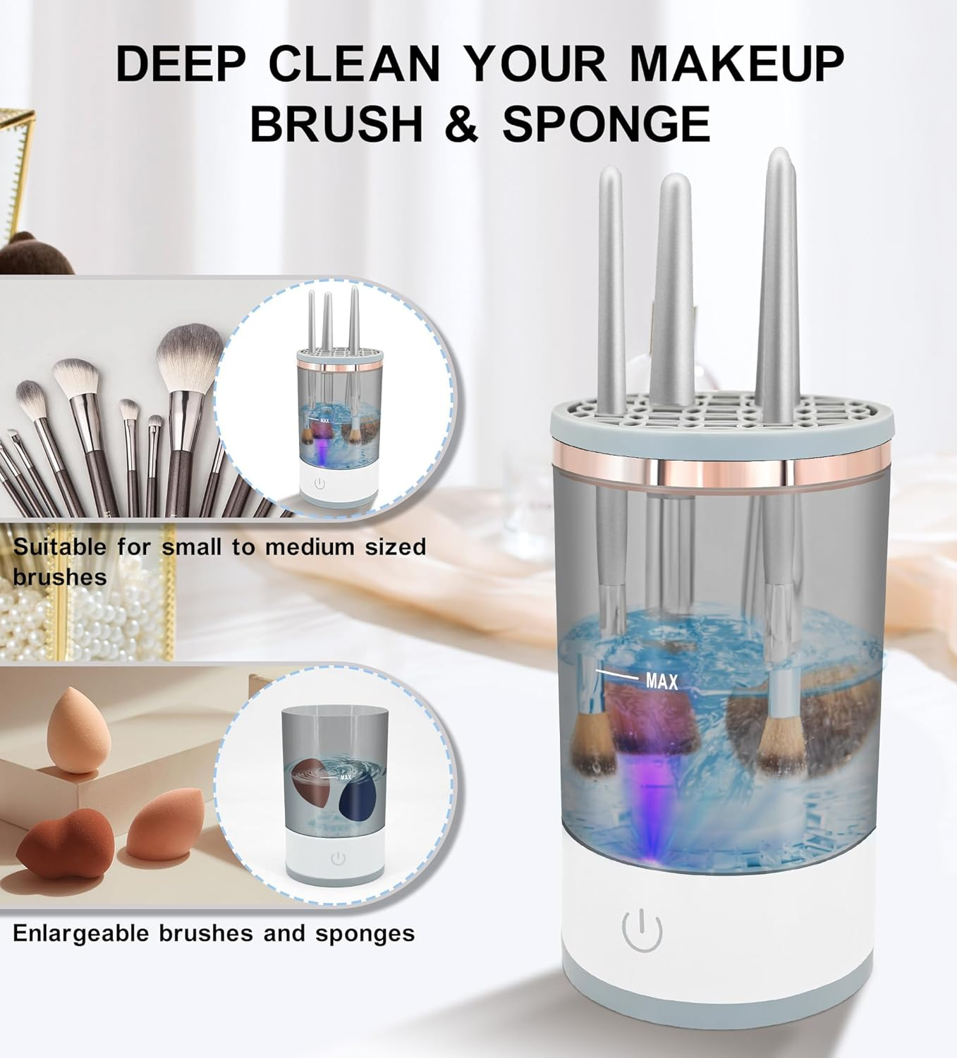 YBVABE Electric Makeup Brush Cleaner and Dryer &ndash; Rechargeable Automatic Brush Cleaning Machine for Deep Cleaning and Fast Drying All Types of Makeup Brush Types image number 2