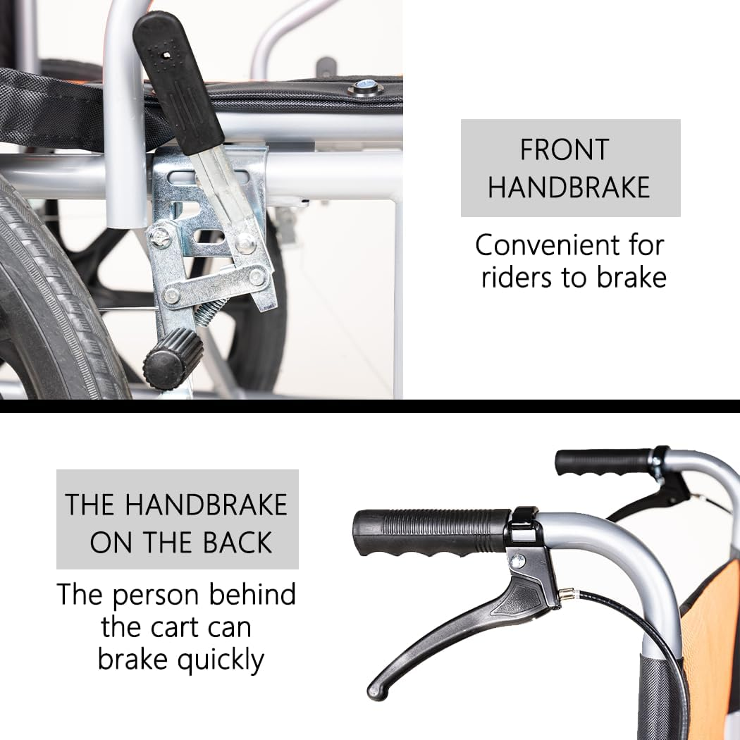 PORIYA 16" Lightweight Foldable Wheelchair with Park Brakes and Soft Comfort Features &ndash; Ideal for Elderly and Disabled Users! (BLACK) - Black image number 3