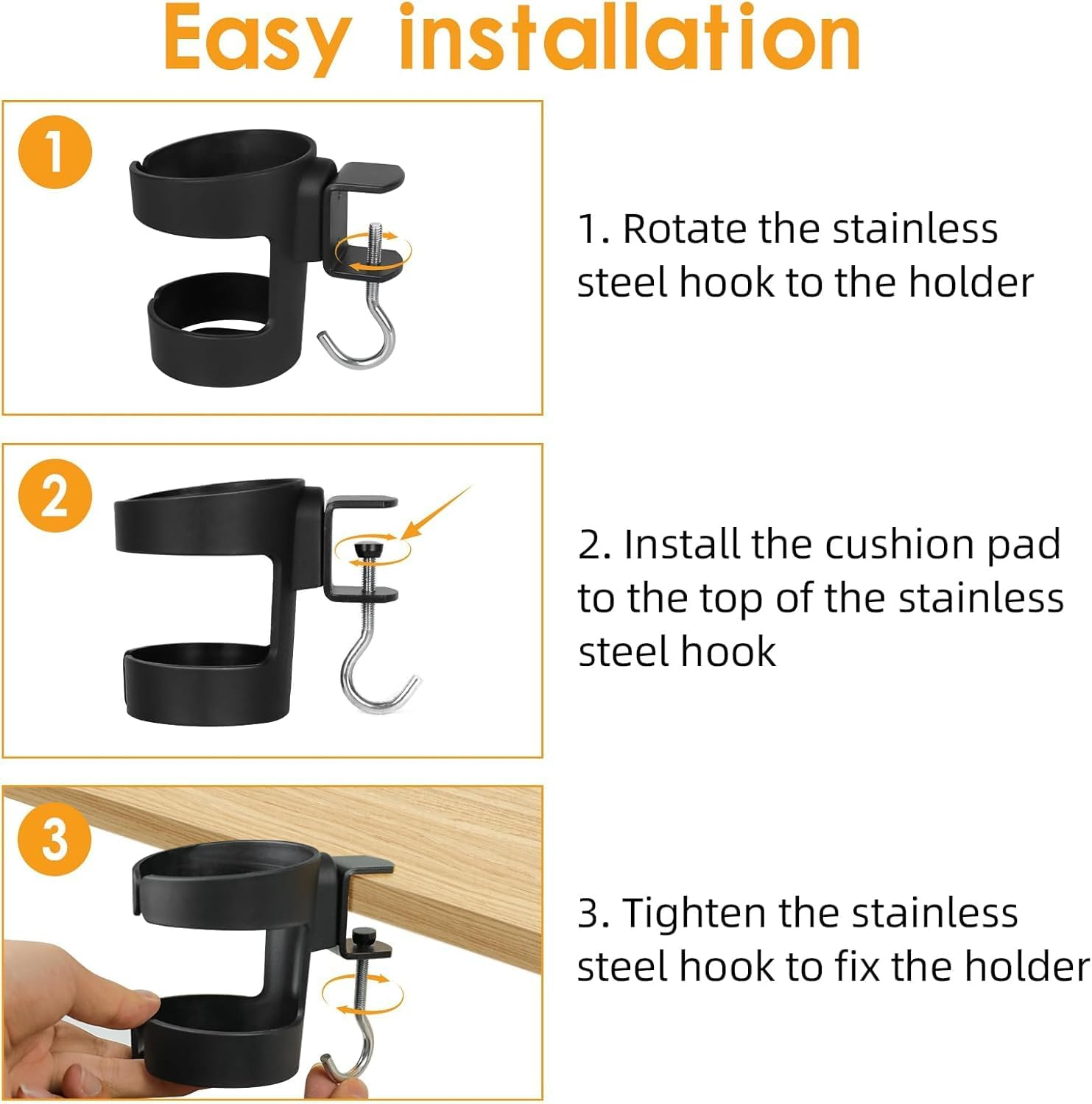 Shuoteng 1Pc anti Spill Desk Cup Holder with Hanger, 2-In-1 Table Desk Cup Holder, 2-In-1 Anti-Spill Table Cup Clamp with Hanger image number 6