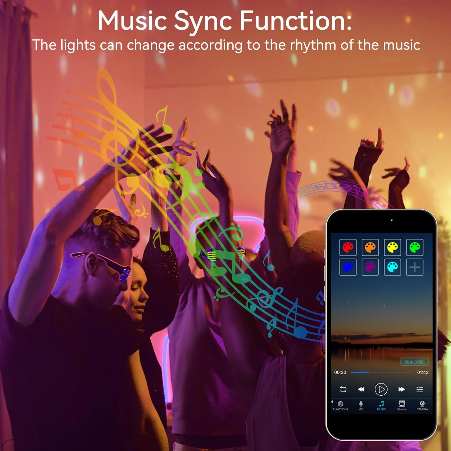 MEEKBOS 2-Pack RGB LED Flood Lights Outdoor,Color Changing Flood Lights,100W (800W Equivalent),10000Lm, Works with Bluetooth App or 2.4G Remote,Ip66 Waterproof,16 Million Colors, Timing, Music Sync image number 4