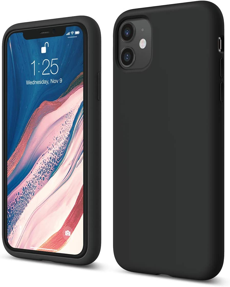 Elago Liquid Silicone Case Designed for Iphone 11 Case (6.1"), Premium Silicone, Full Body Protection : 3 Layer Shockproof Cover Case (Black)