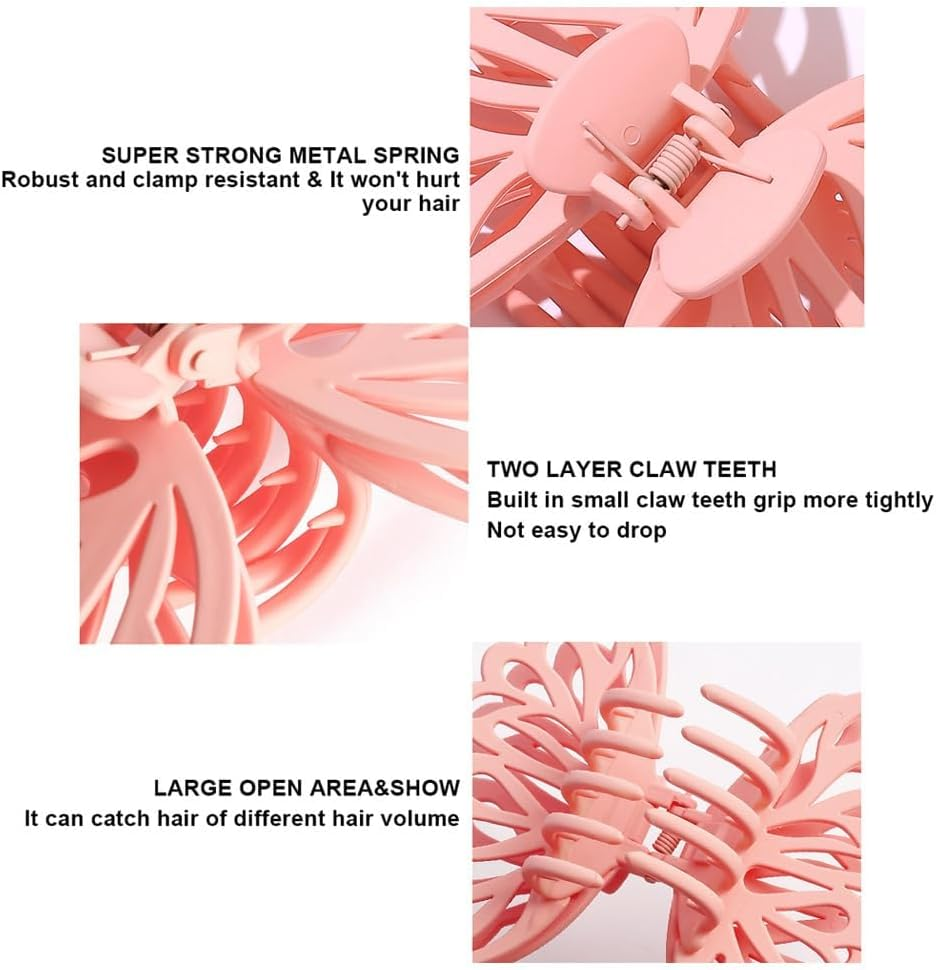 TOFBS Pack of 6 Hair Clips Non-Slip Butterfly Large Hair Clips with Strong Hold Matte Hair Clips Thick Long Curly Hair Fashionable Hair Accessories for Women and Girls image number 1