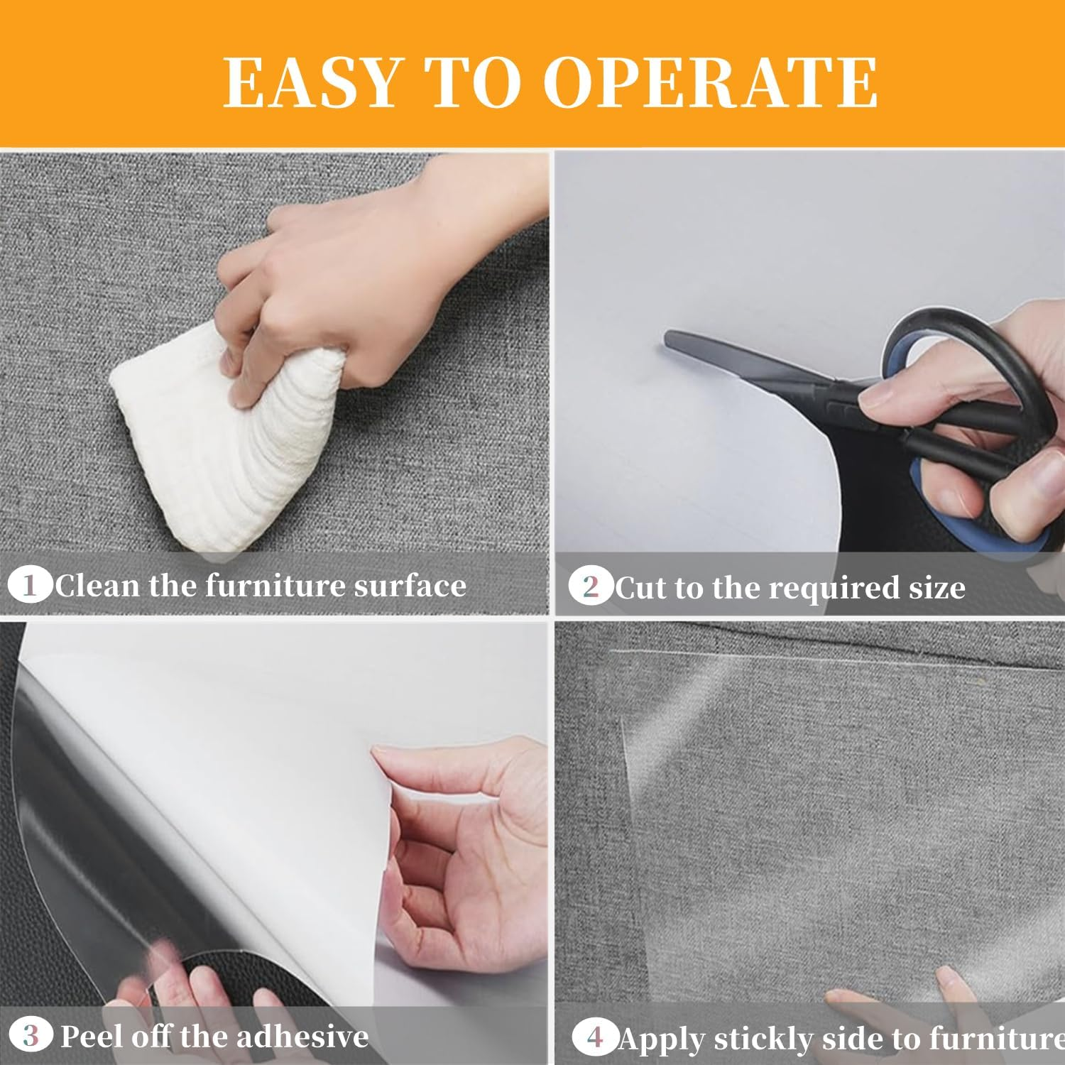 Cat anti Scratch Tape (20Cm X 5M) Transparent anti Scratch Furniture Protector, Wear and Scratch Resistant Cat Scratch Deterrent Sticky Paws Tape for Sofa, Couch, Door, Carpet image number 4