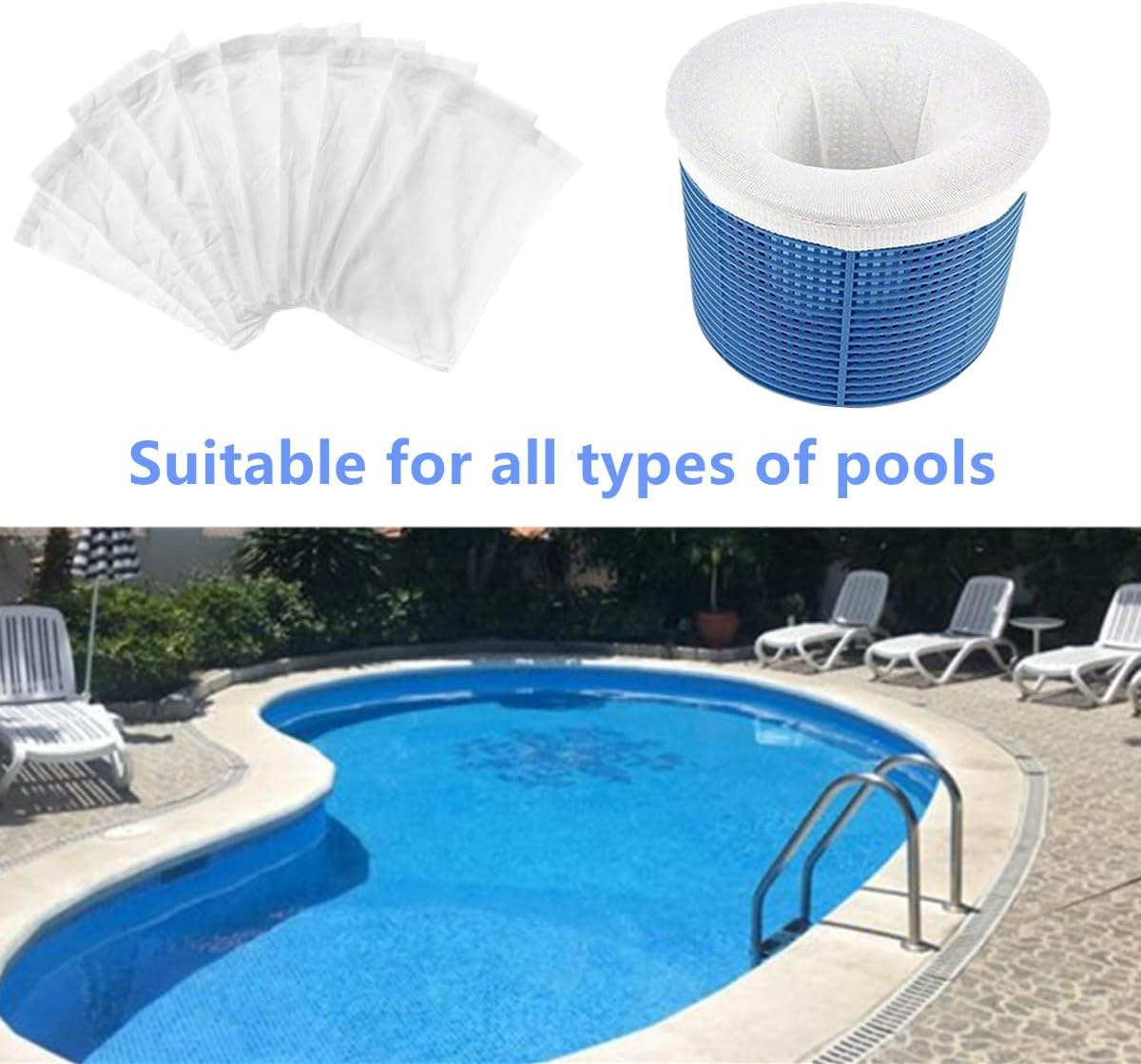 20 Packs of Pool Filter Socks, Pool Litter Cover, Pool Skimmer Socks, Filter Sock Net for Skimmer Baskets Dust and Stain Cover to Clean Pool Debris and Leaves image number 2