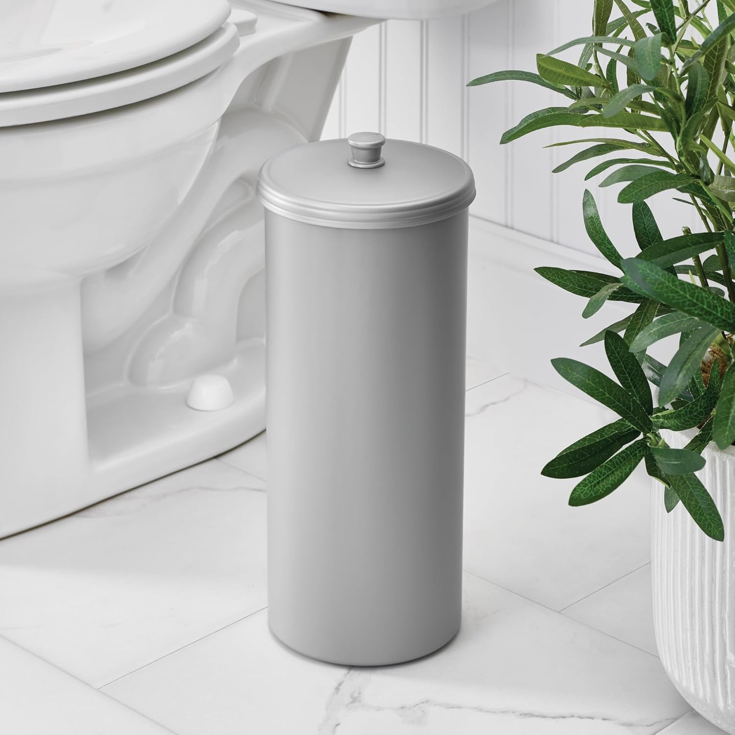 Interdesign Kent Bathware, Free Standing Toilet Paper Roll Holder for Bathroom Storage, Silver image number 4