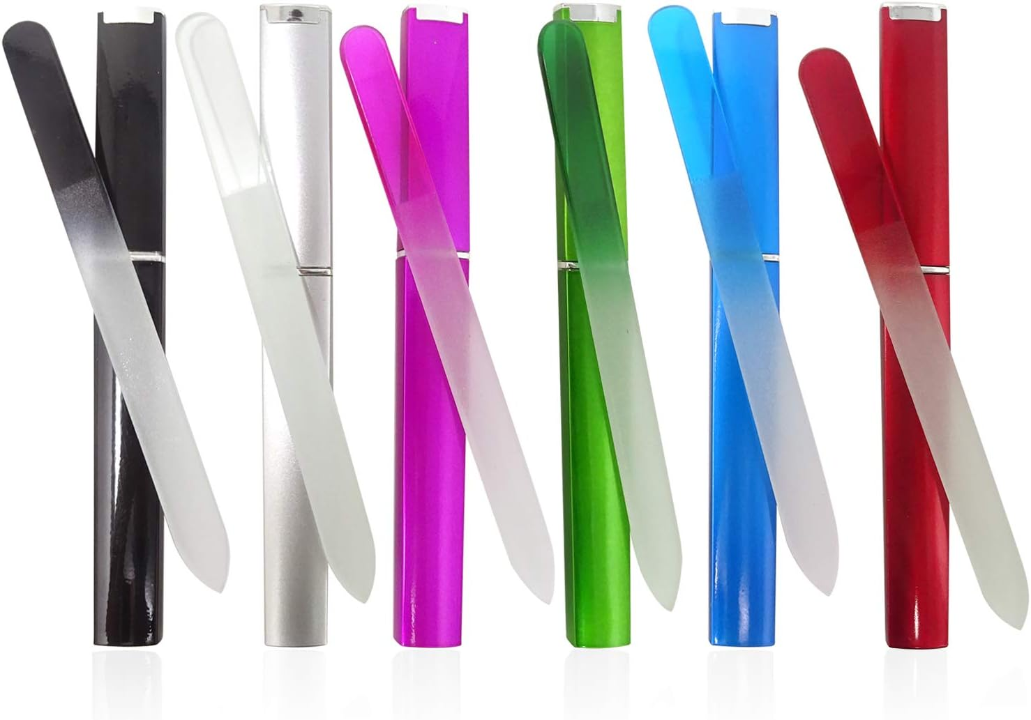 Honbay 6PCS Double Sided Glass Fingernail Files Nail File Buffers with Plastic Protective Case for Women Men image number 5