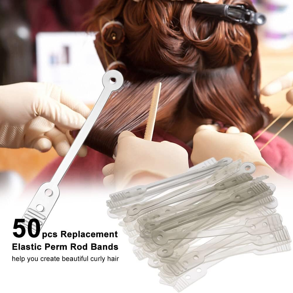 Xinyee 50Pcs Perm Rod Bands Replacement Elastic Rubber Bands for Long Professional Perm Rods Curler Roller Hair Styling Tool