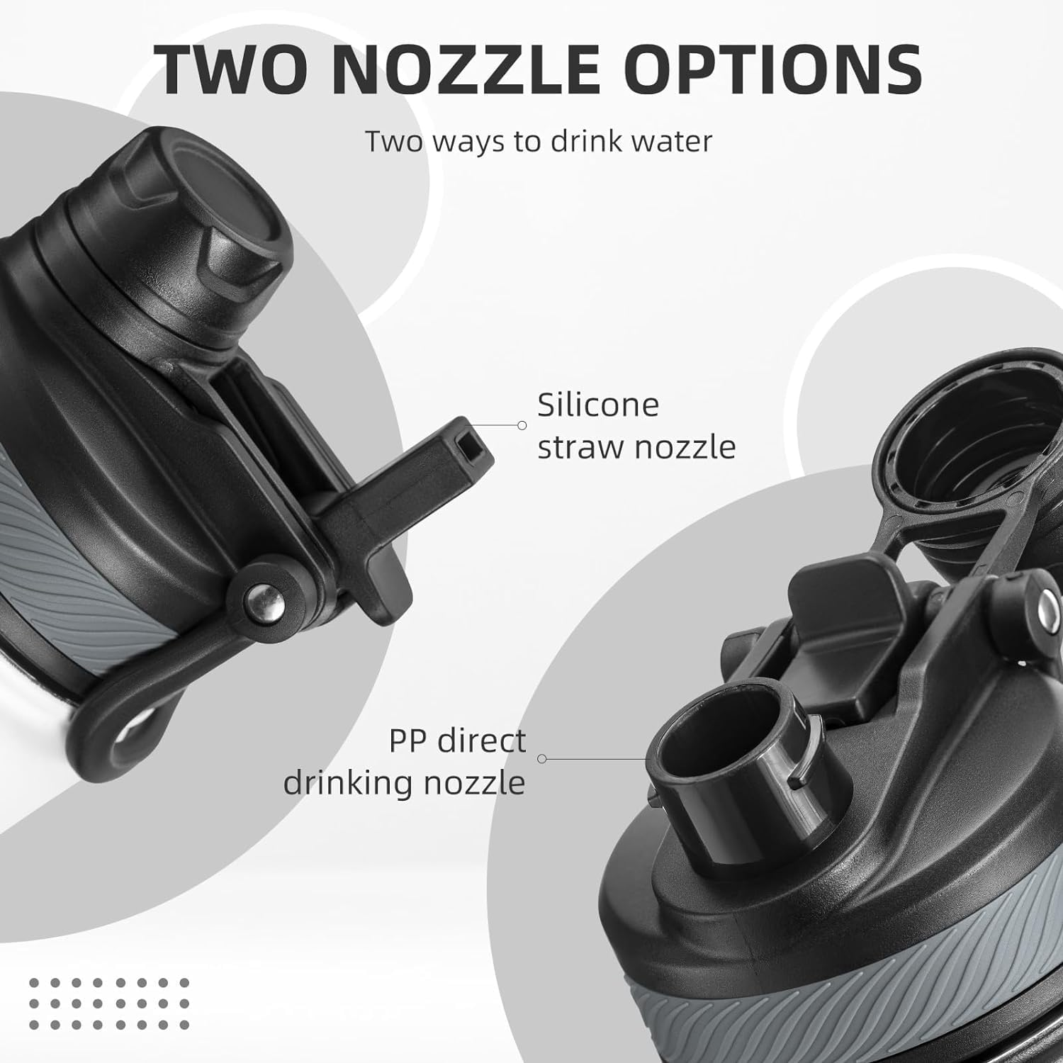 ROCKBROS Insulated Water Bottle with Straw, Stainless Steel Sports Water Cup Flask Leak Proof with Handle Keep Warm and Cold for Hiking, Cycling, Bike Travel, School Sports (White, 18, Ounces) image number 2