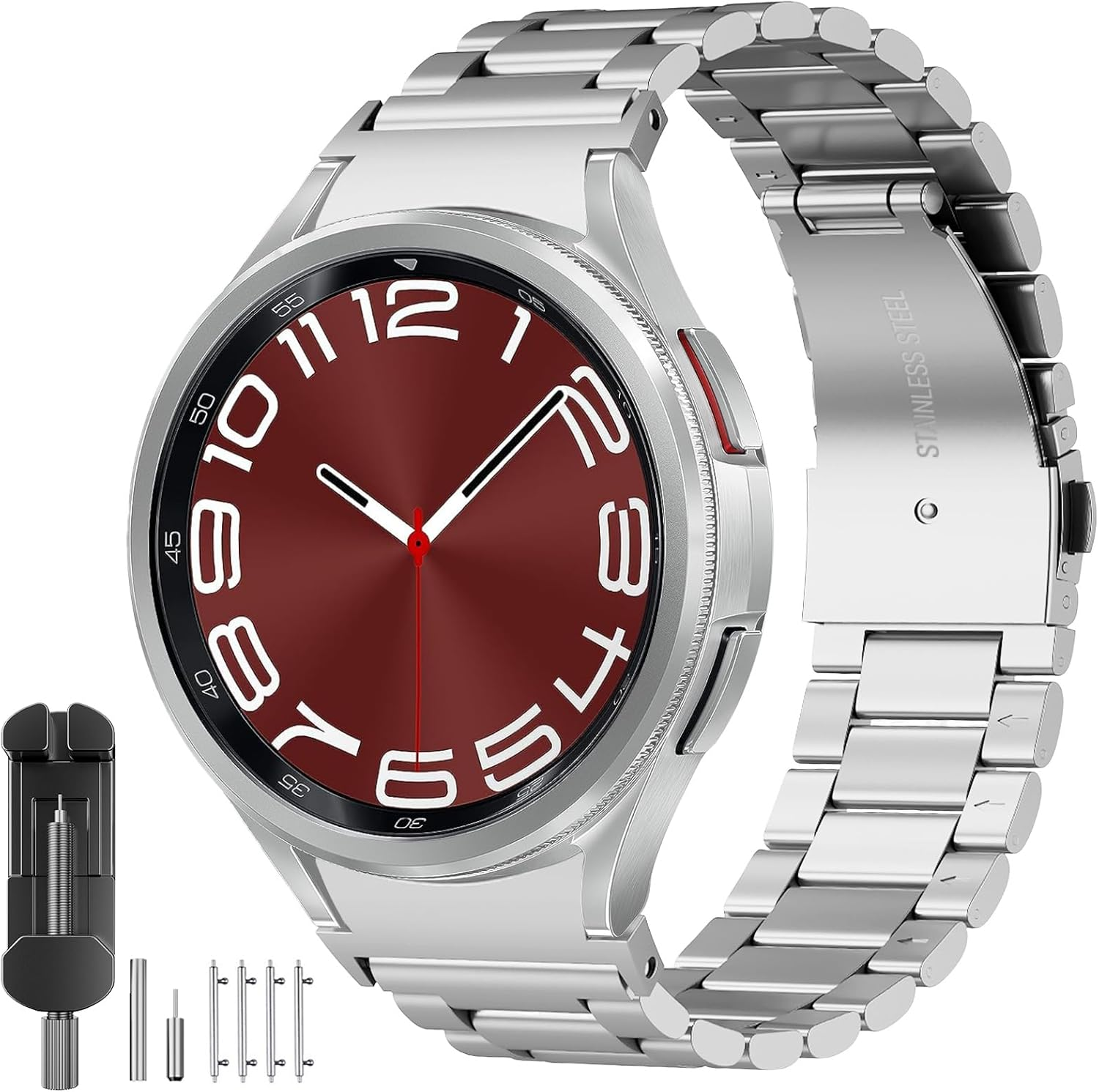 SUNDAREE Band Compatible with Samsung Galaxy Watch 7 FE 6 5 4 44MM 40Mm/Watch 6 4 Classic 47MM 43MM 46MM 42MM/5 Pro 45MM Lte,No Gap Men Women Stainless Steel Metal Replacement Watch Strap,Black