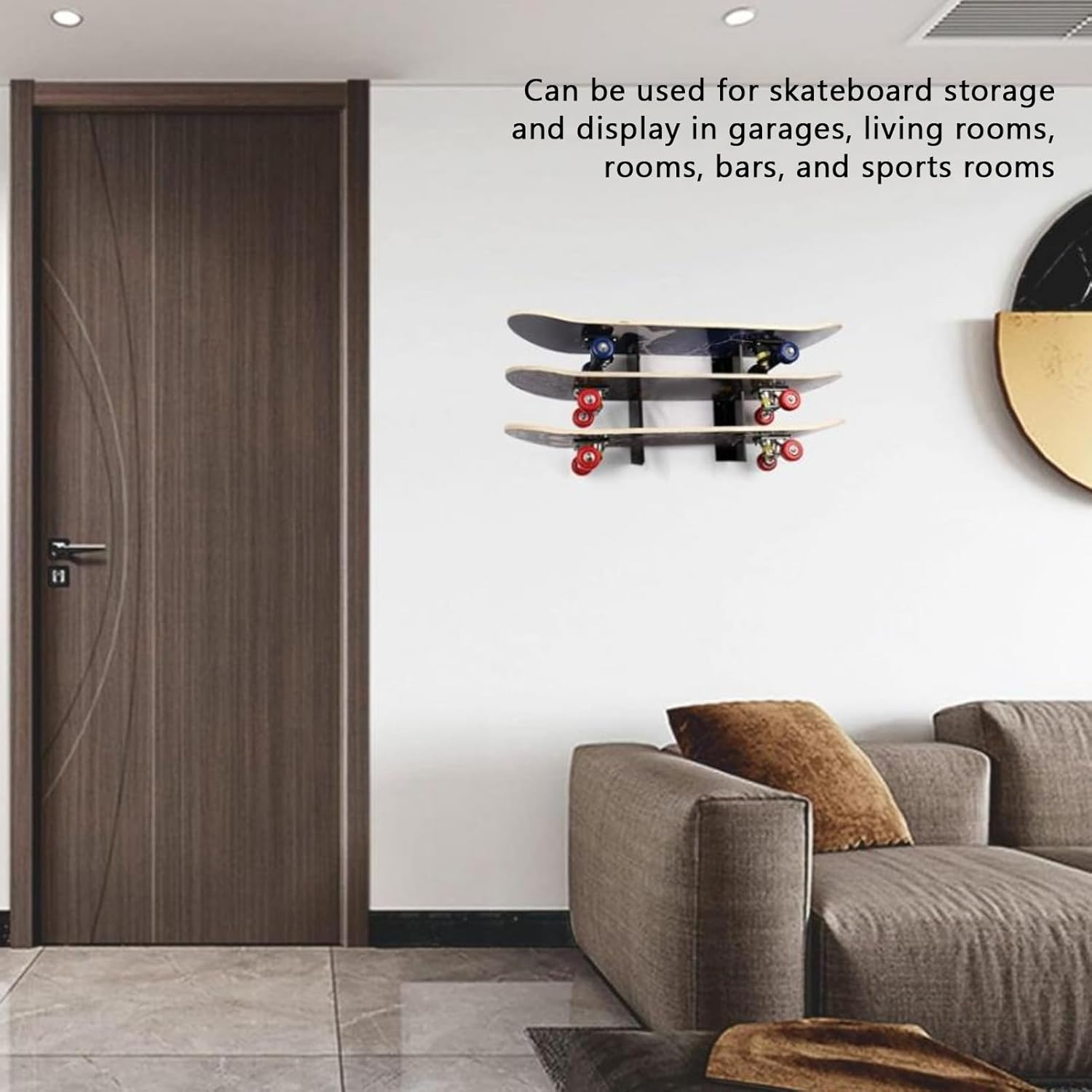 Skateboard Rack Wall Moun Soporte Para Skate Stable Construction Skateboard Rack Floor Stand,Easy Installation Skateboard Racks Floor Stand, for Garage Living Room Storage & Home Organisation image number 2