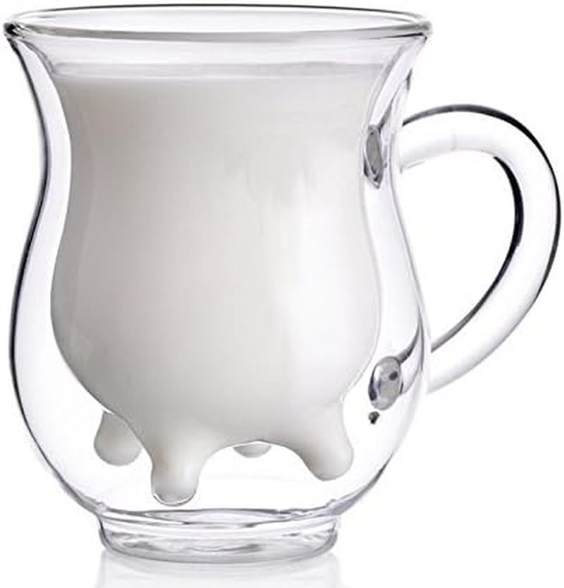 Xshelley Double Wall Glass Cup - Creative Cup Cute Calf Insulated Mugs Thermo Coffee Milk Cups Creamer Pitcher image number 1