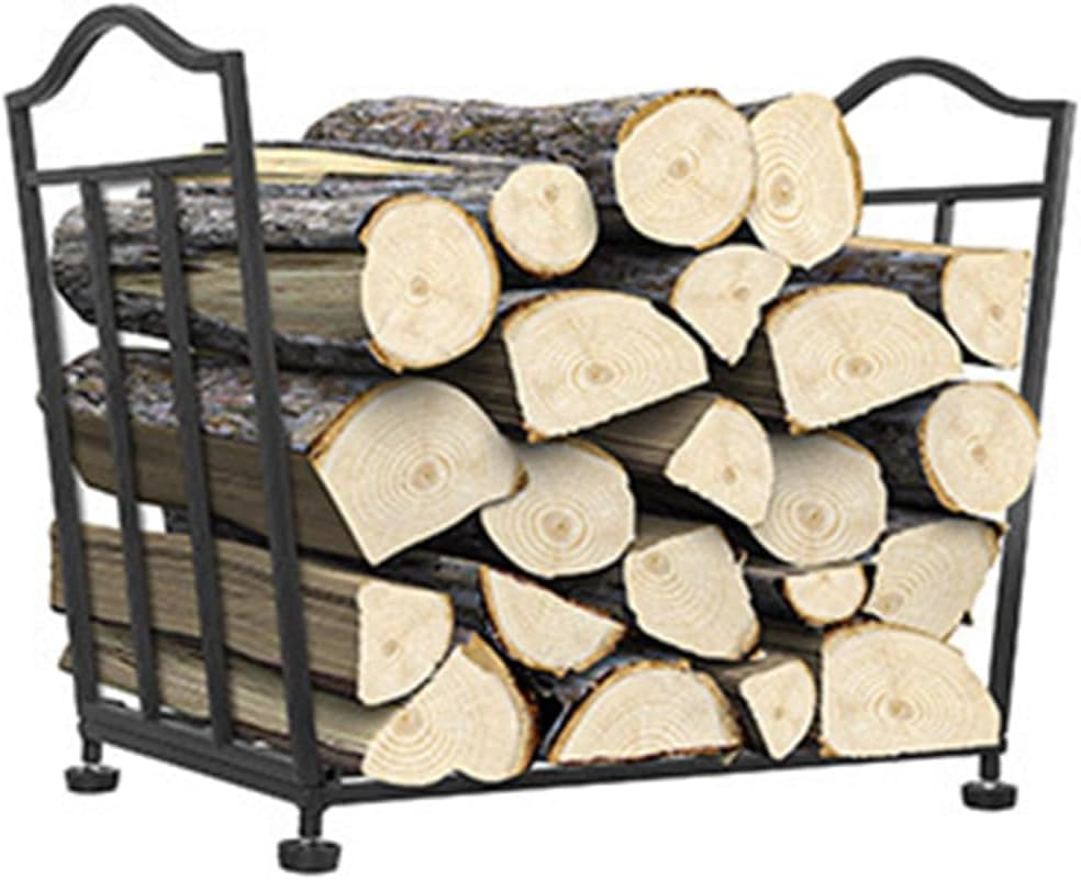 Firewood Log Rack,Metal Holder,Fire Wood Organizer,Firewood Storage Rack,With Coated Base,Waterproof Rustproof,For for Patio & Garden,For Firewood and Fire Tools（Black） image number 6