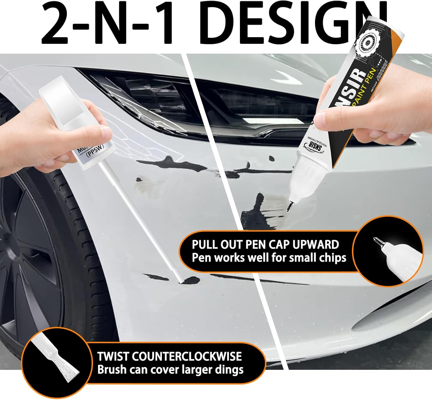 Car Touch up Paint(Pearl White Multi-Coat(Ppsw)) Compatible with Tesla Model Y/3/X/S, Car Paint Pen Scratch Repair Two-In-One Touch up Paint, Premium Car Scratch Remover for Deep Scratches image number 3
