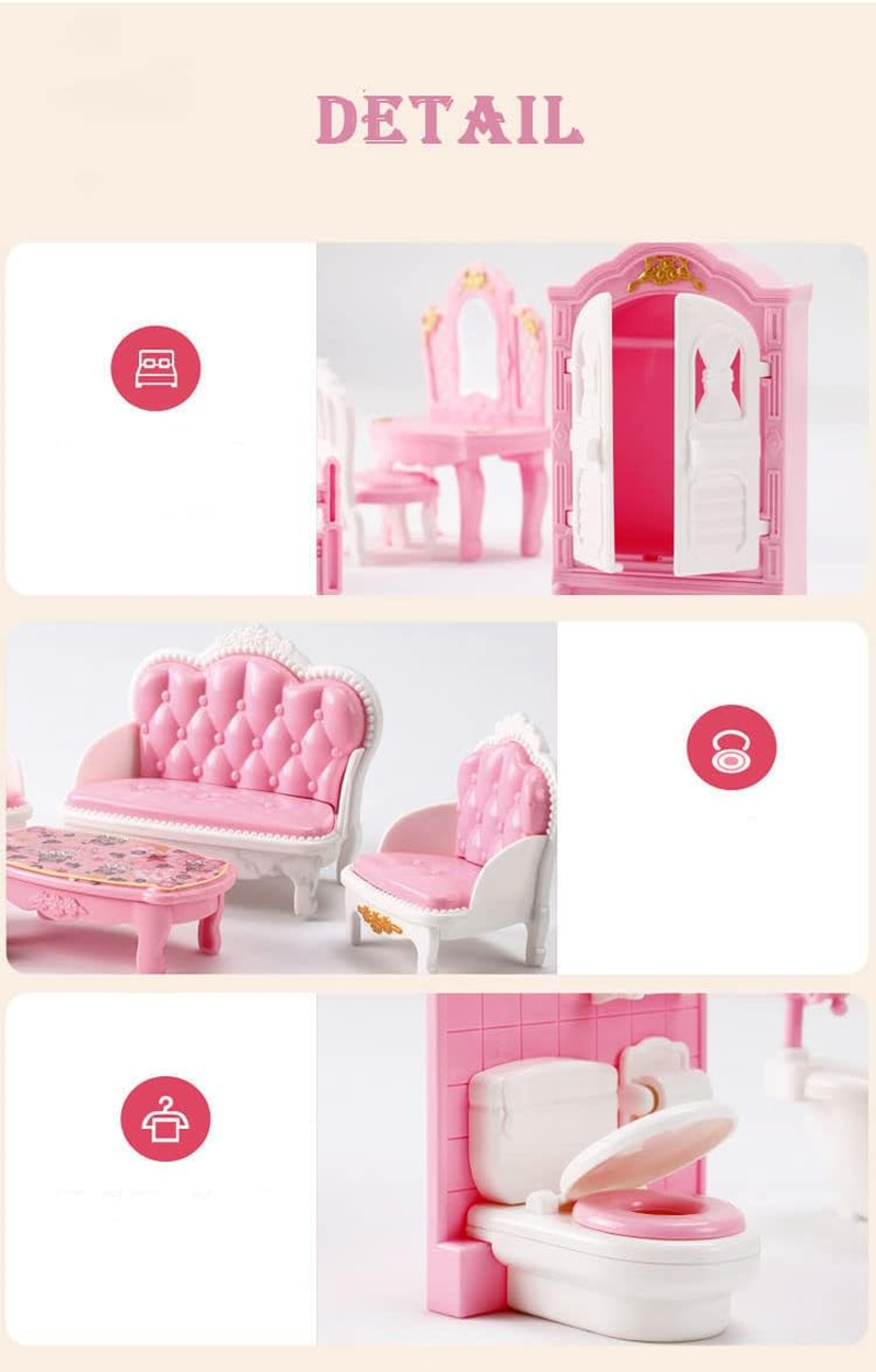 20 Pcs Mini House Furniture Set Miniature Bedroom Living Room Bathroom 1:12 Furniture Accessories Model image number 6