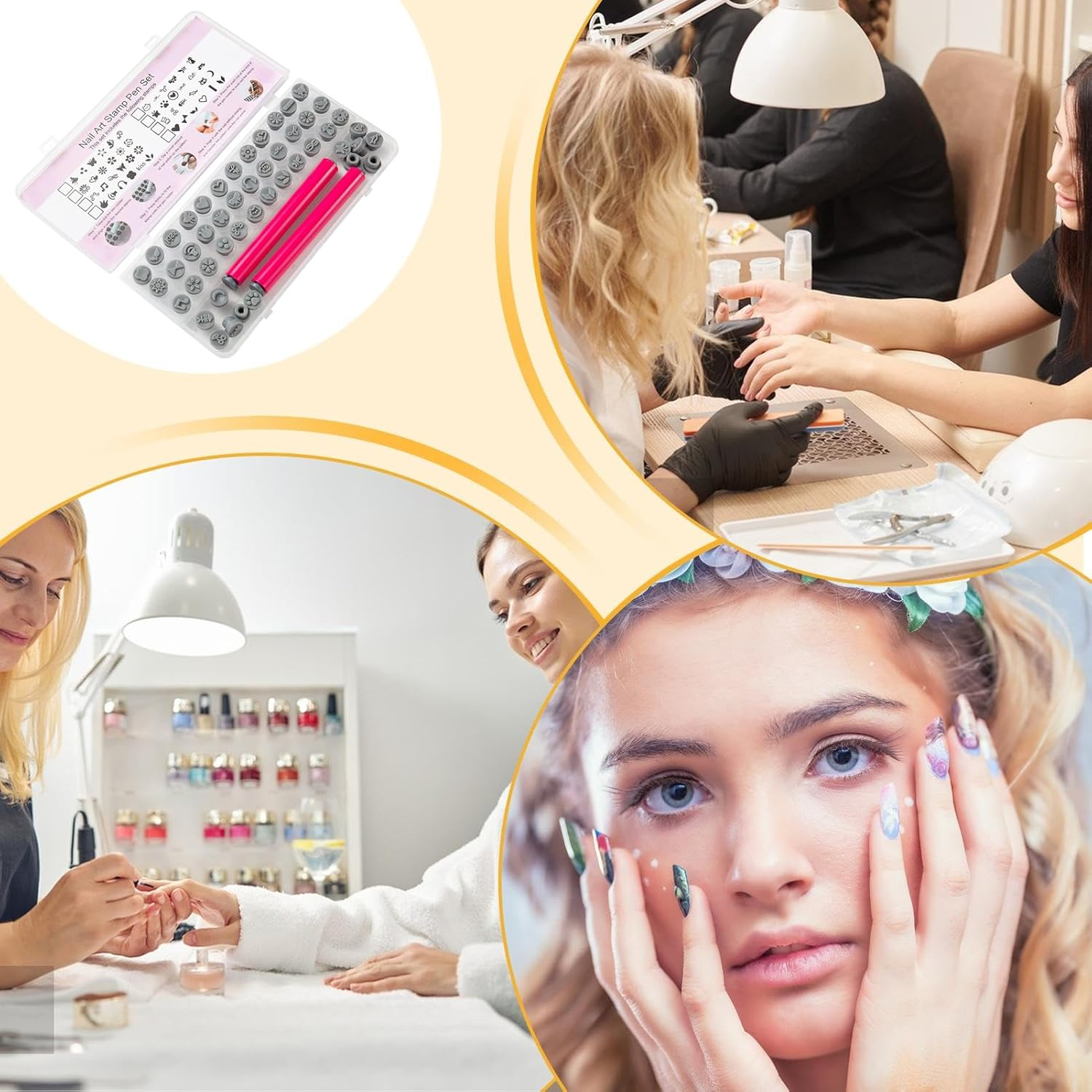 Nail Stamper | Stamp Pen Head - 8 Models Silicone Transfer Head Refillable Manicure Accessories for Women Girls Daily Outdoor Travel Home Salon Beginner Festive Family image number 1