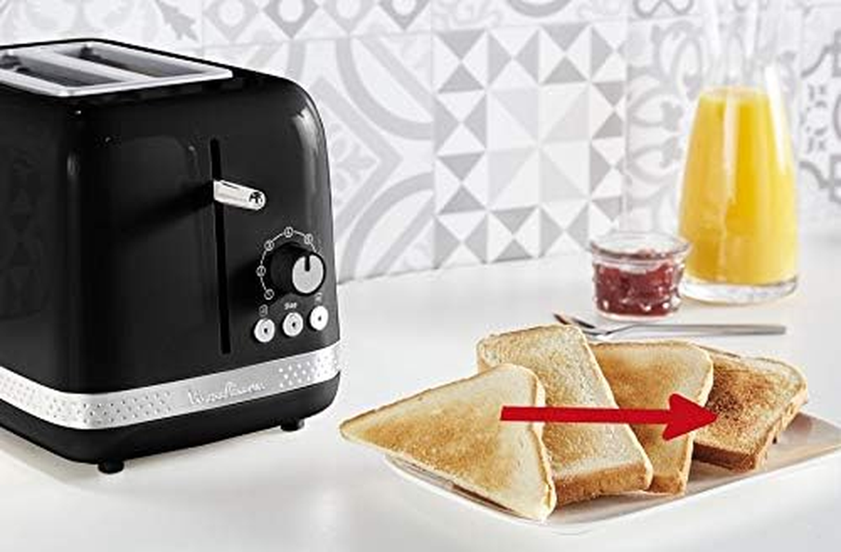 Moulinex Toaster with 2 Wide Slots, Retro Vintage Design, 7 Levels of Gilding, Bakery Warmer, Raised Lever, 3 Functions with Backlit Buttons, Soleil LT301810 image number 6