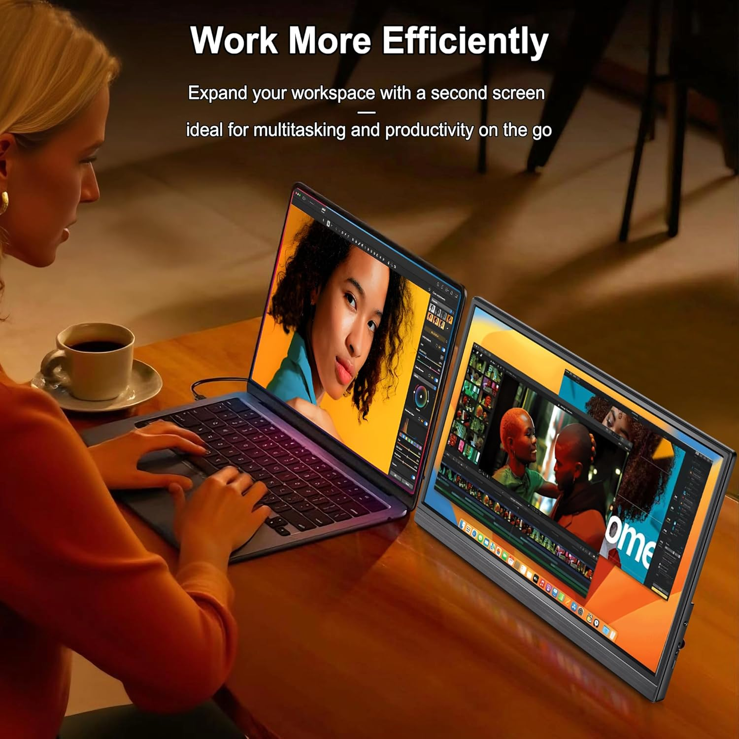 DANWIRT Portable Monitor 15.6" FHD 1080P IPS, USB-C/HDMI, Built-In Stand, Display for Laptop, PC, Mac, PS4/PS5, Xbox &ndash; Lightweight Travel Monitor image number 4