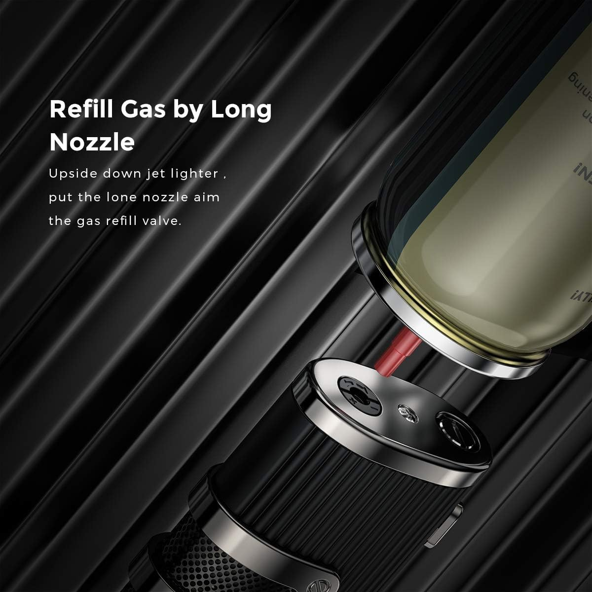 Triple Jet Flame Lighter Windproof Butane Turbo Torch Gas Lighter Refillable with Punch Cutter and Gift Box (Sold without Gas) image number 4