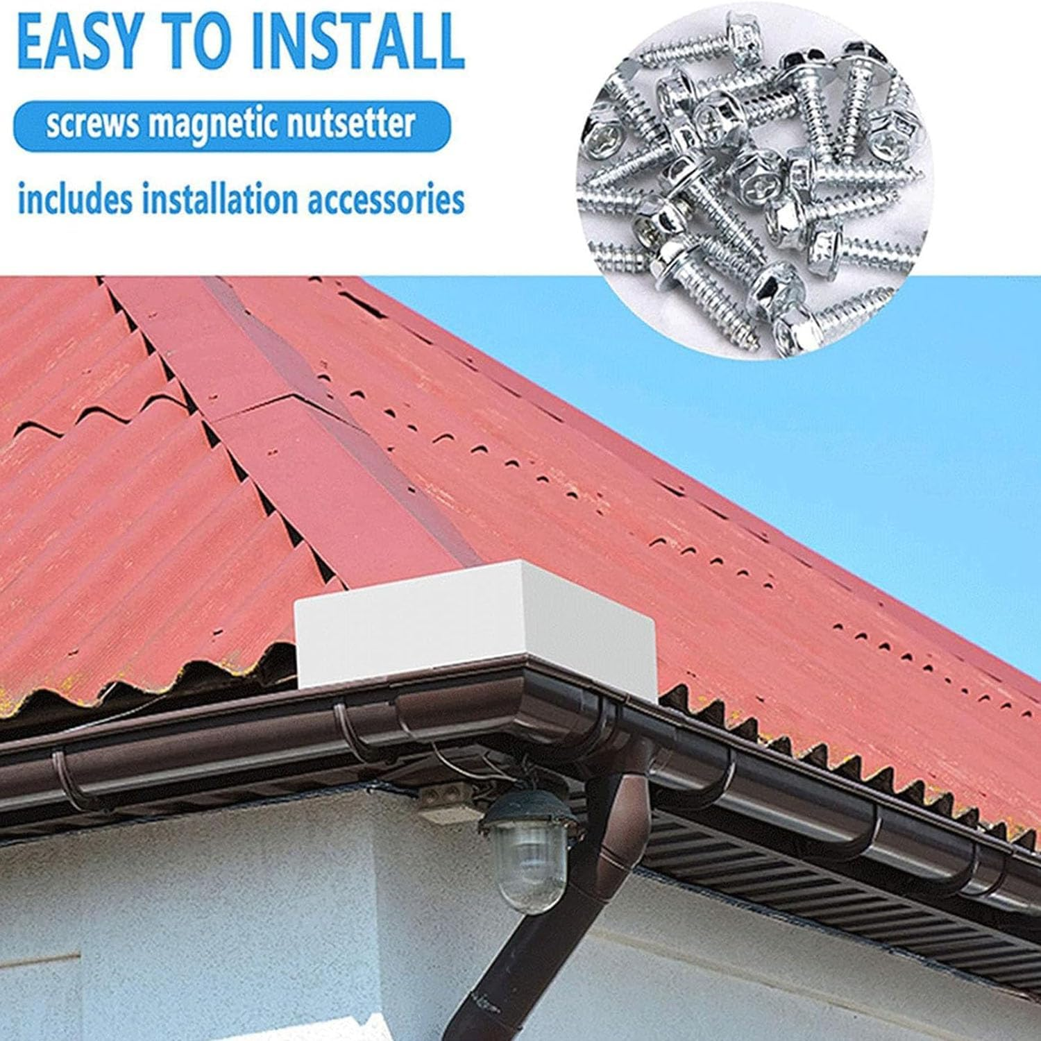 2 Pack Aluminum Gutter Valley Splash Guards, Foldable Rainwater Roofing Gutter Guard with Screws, Bendable Roof Rain Diverter, Diverter Roof Rain Diverter for House Shingle Roofs Corner image number 2