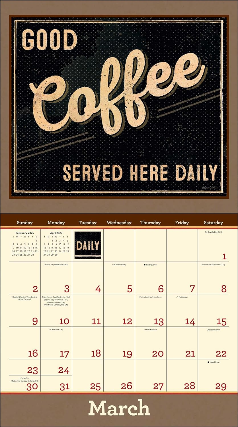 Coffee 2025 Deluxe Wall Calendar image number 2