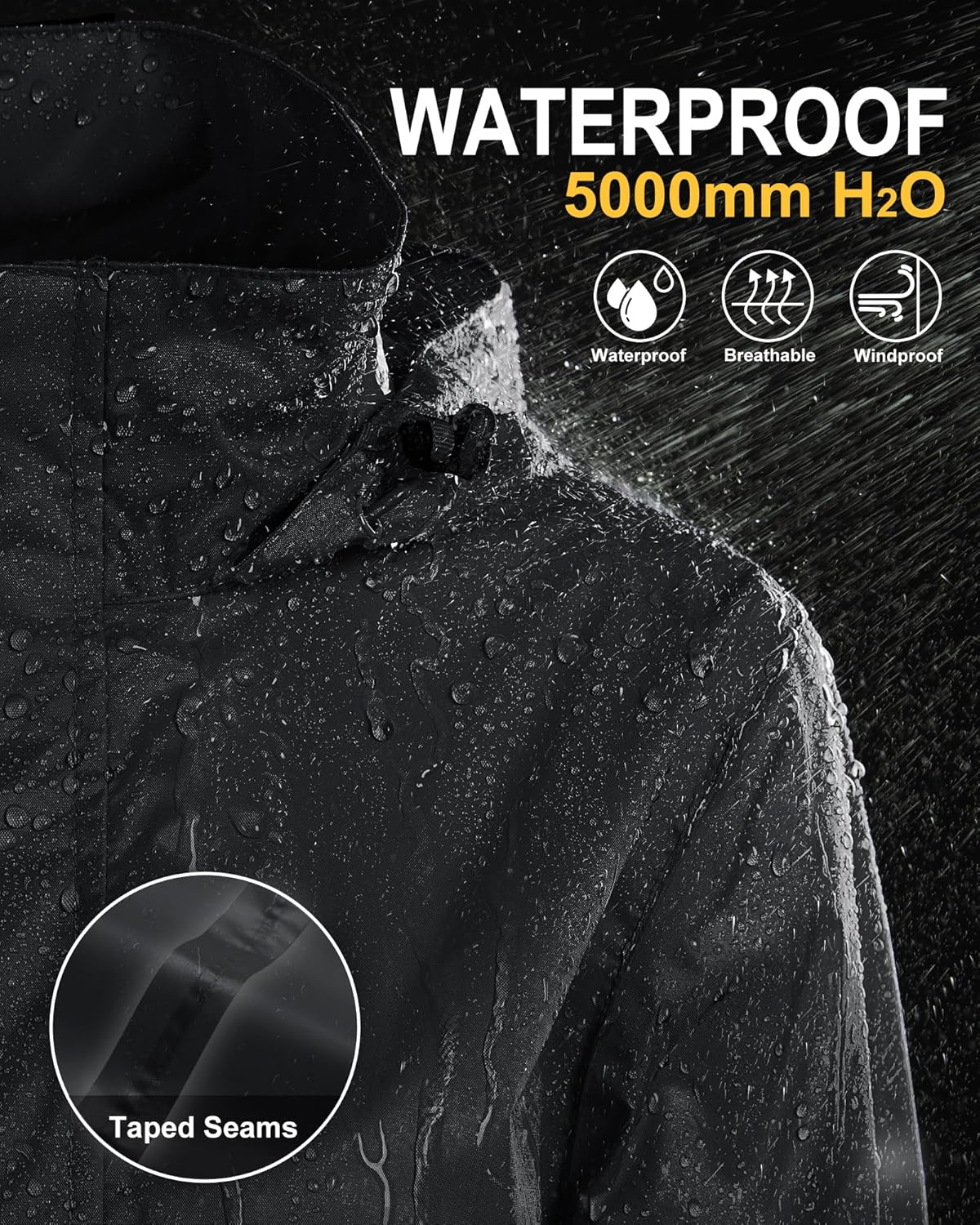 33,000Ft Women'S Waterproof Packable Rain Jacket Lightweight Breathable Running Raincoat Outdoor Hiking Jacket Ladies Windproof Windbreaker with Hideaway Hood for Cycling image number 5