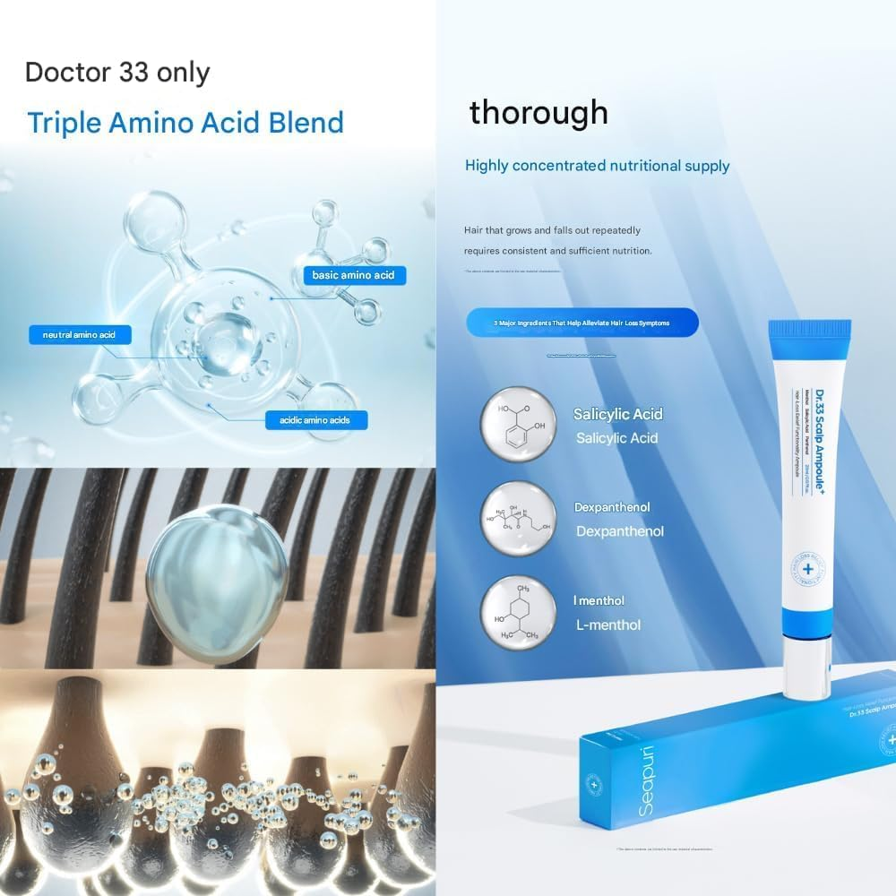 [Seapuri] Dr.33 Hair Scalp Ampoule Double Set (20Ml X 2EA) (Made in Korea) image number 2