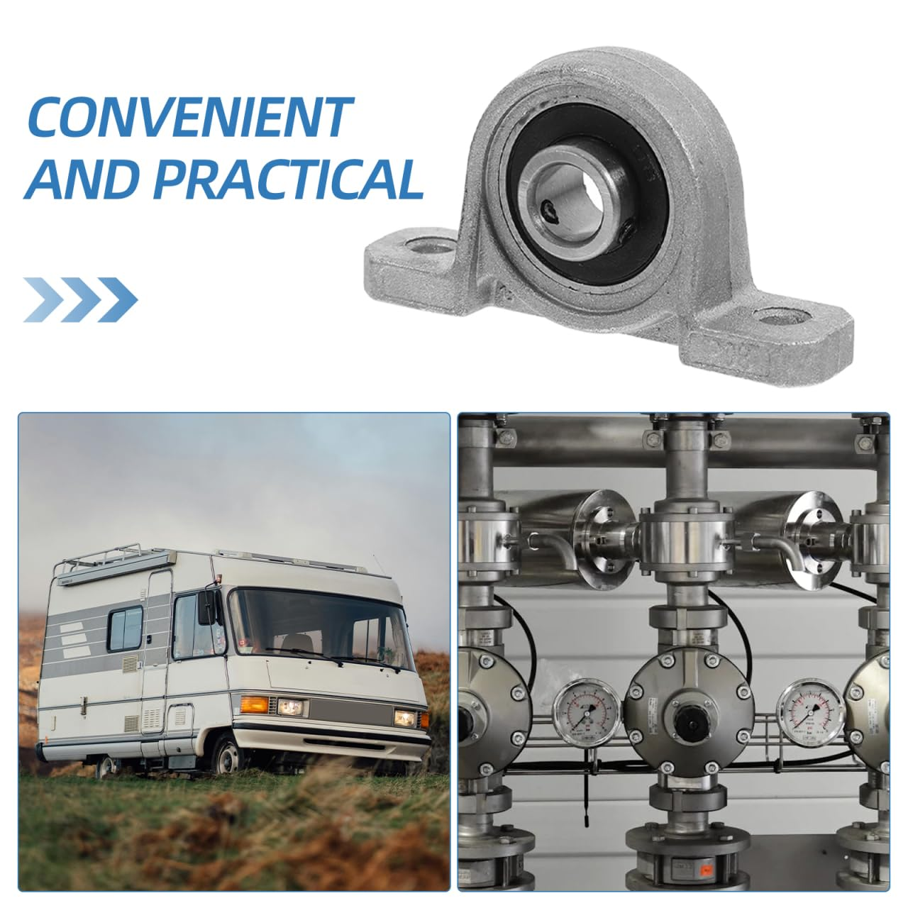 SOLUSTRE 4Pcs Self Aligning Pillow Block Bearings Zinc Alloy Compact Fixed Support Center Support for Shaft Rod Efficient image number 5