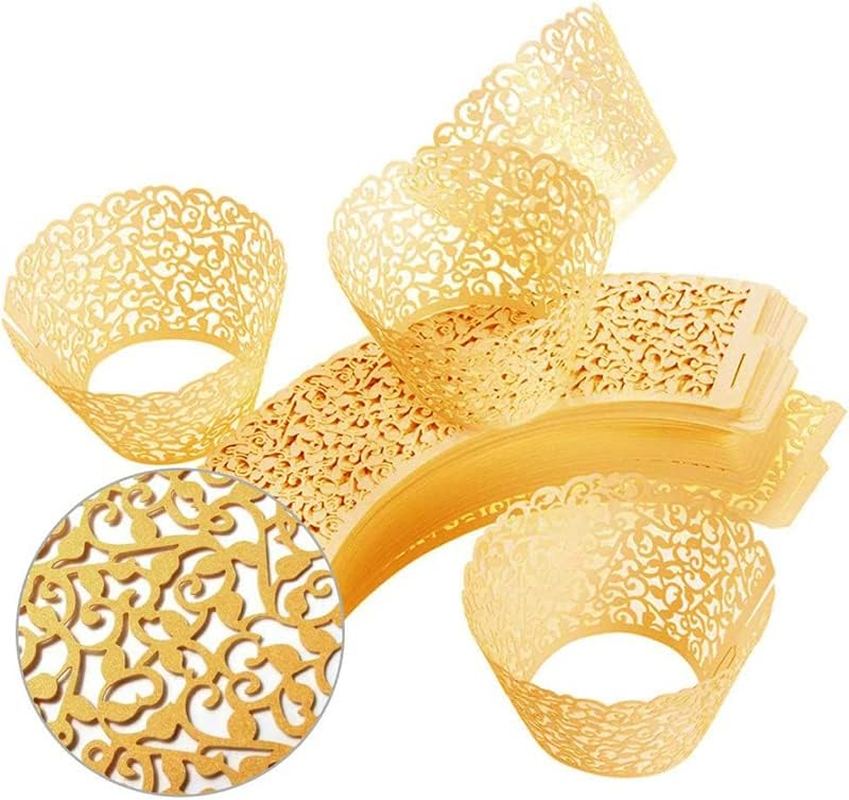 AIMALL 25Pcs Cupcake Wrappers | Artistic Bake Cake Paper Filigree Little Vine Lace Laser Cut Liner Baking Cup Wraps Muffin Casetrays for Wedding Party Birthday Decoration - Light Purple image number 4