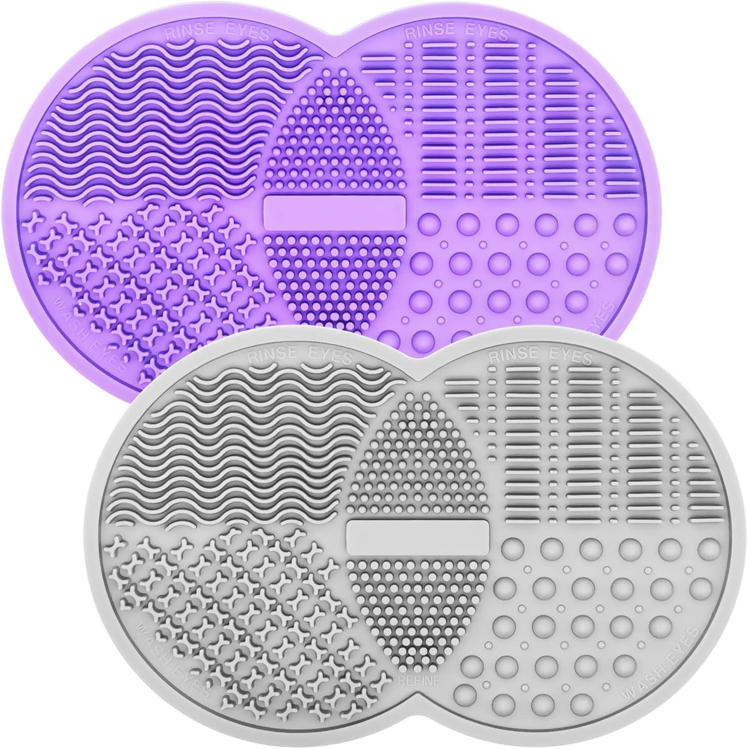 Silicone Makeup Brush & Sponge Cleaner - Cosmetic Brush Cleaning Mat, Powder Puff (Purple & Gray)
