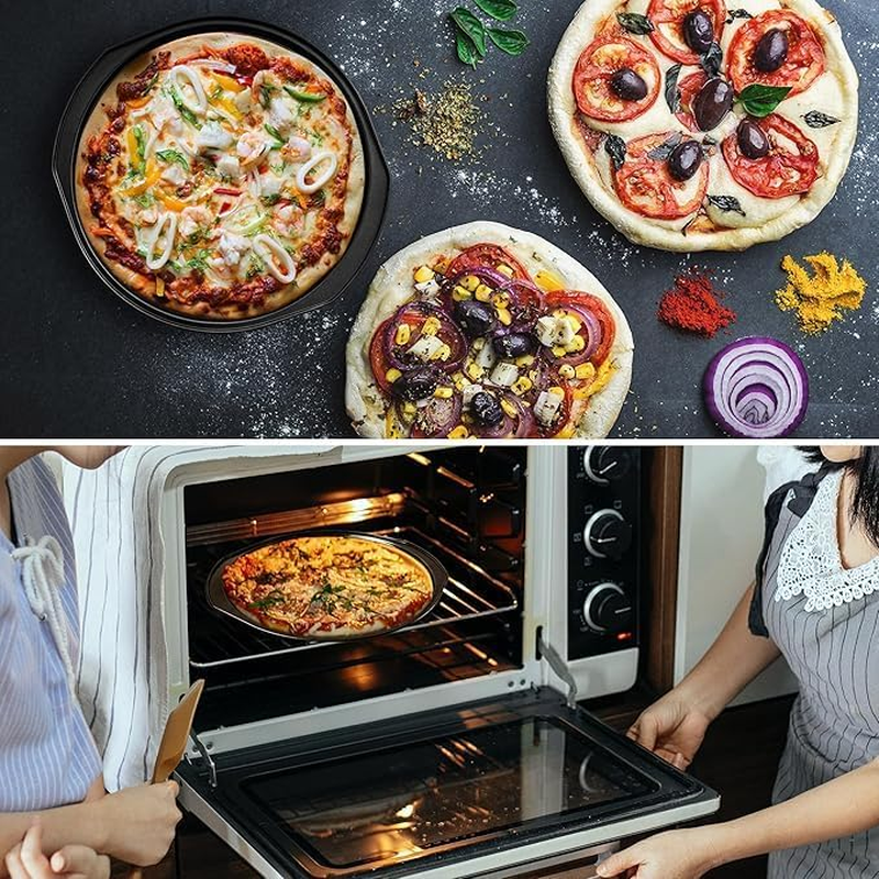 3Pcs Pizza Trays for Oven Non Stick with Holes,For Oven,Carbon Steel Pizza Pan with Holes for Baking Pizza,Oven and Dishwasher Safe(Inside Diameter 30CM/28CM/24.5CM) image number 6