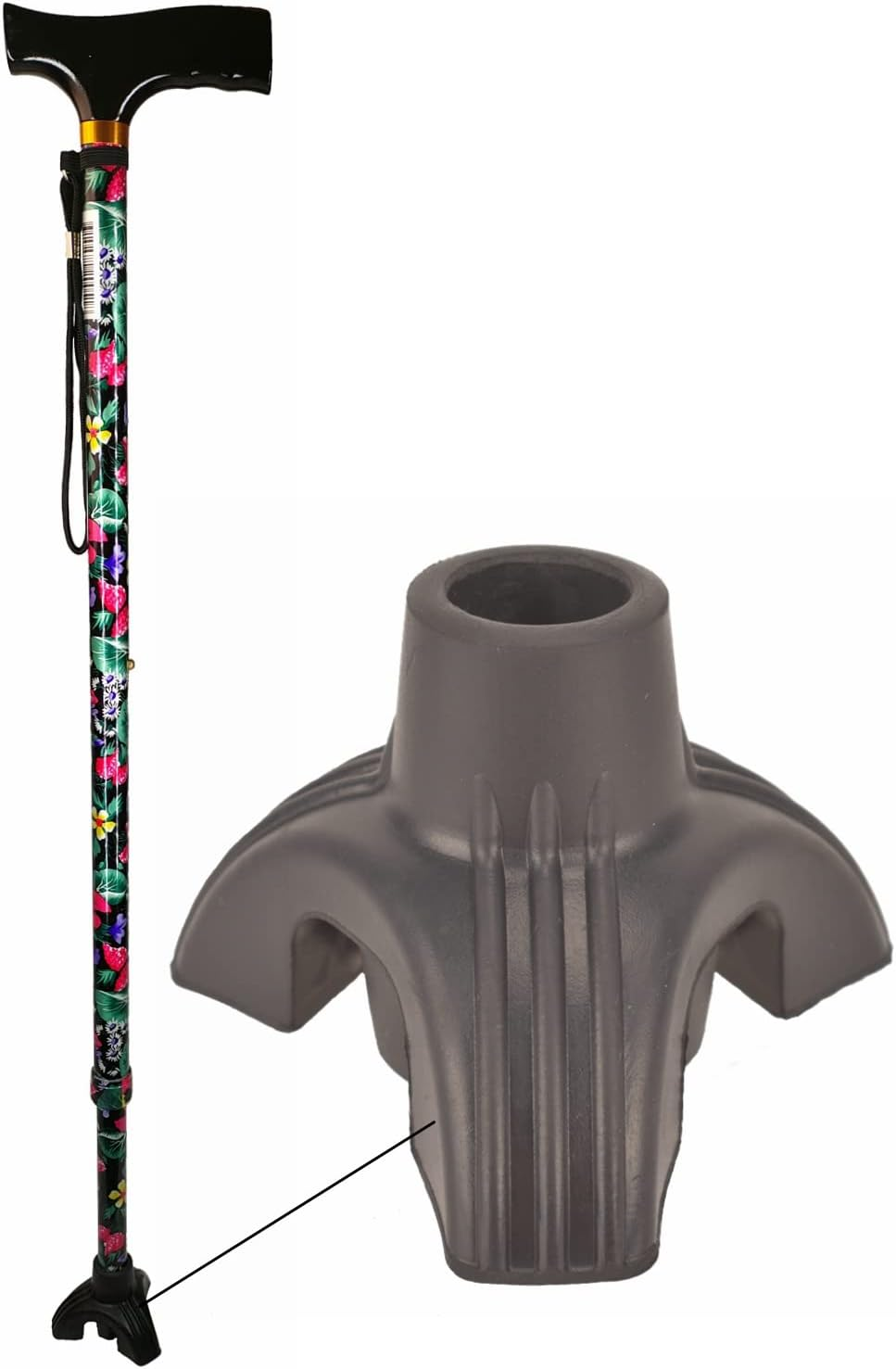 Walking Stick Tips 2 PCS, Non-Slip Cane Pad, Triangle Tip, Accessories Replacement, Thickened Natural Rubber Foot Pads, Black (2 Count) image number 3