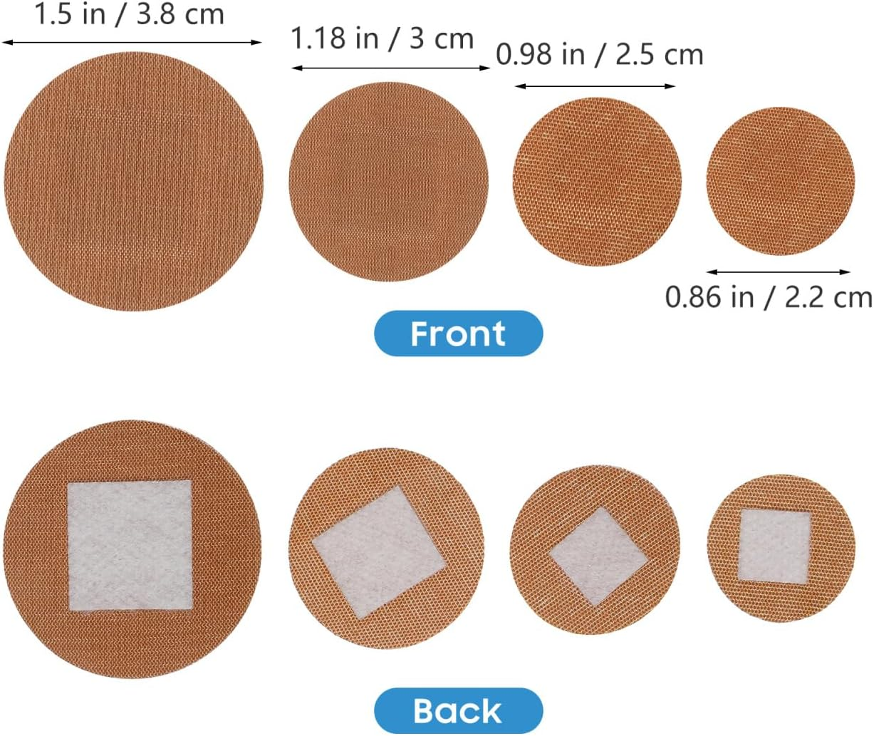 FOMIYES 100Pcs round Fabric Bandages - Comfortable Breathable Elastic Fabric Adhesive Patches for Finger Joints and Large Areas, Waterproof and Strong Adhesion, 22Mm, 25Mm, 30Mm, 38Mm image number 1