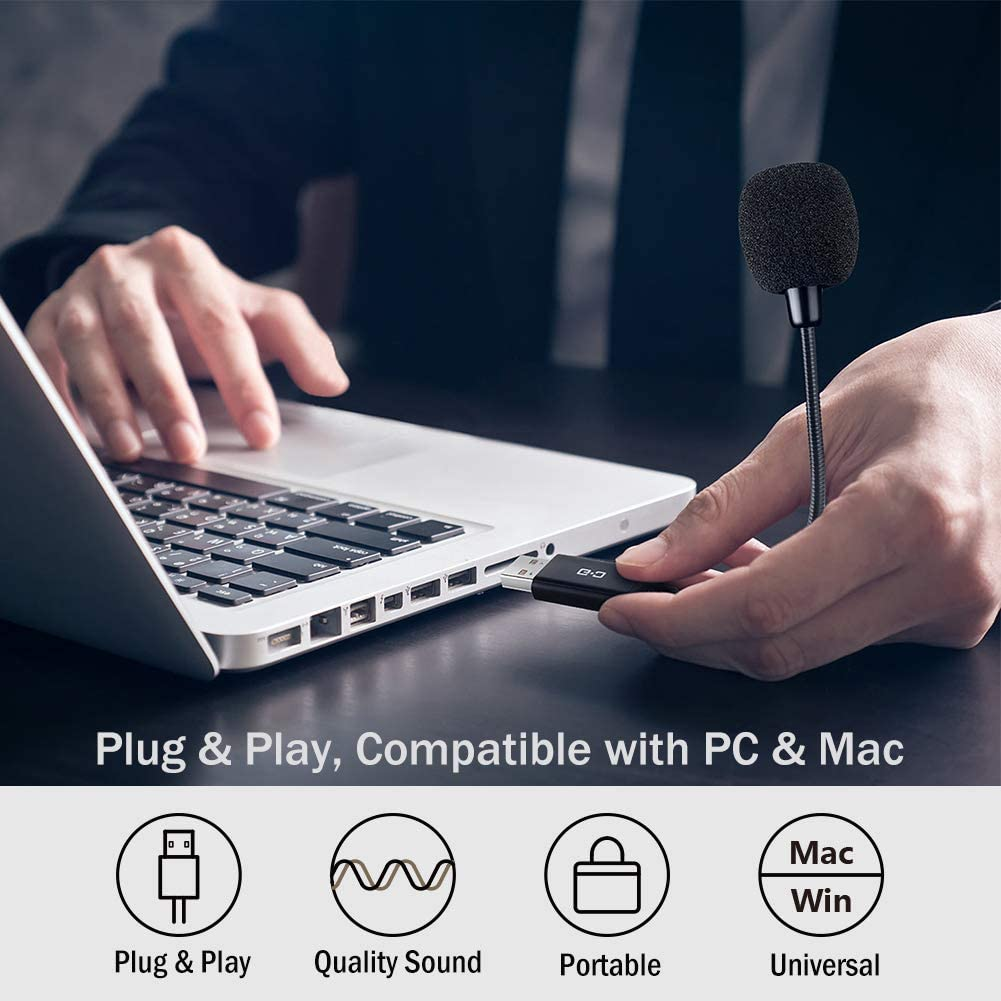 Mini USB Microphone for Laptop and Desktop Computer, with Gooseneck & Universal USB Sound Card, Compatible with PC and Mac, Plug & Play, Ideal Condenser Mic for Remote Work, Online Class, CGS-M1 image number 5