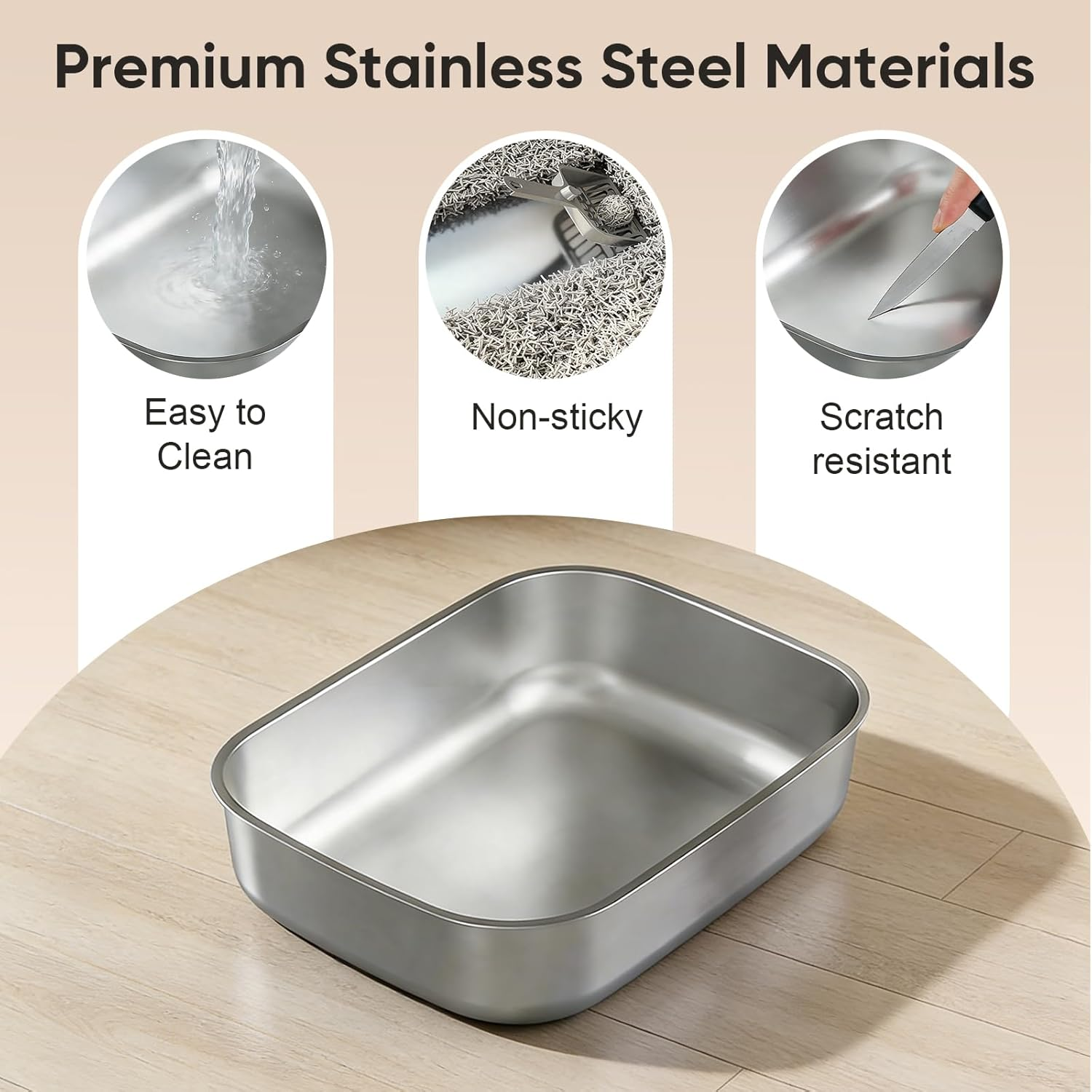 XL Large Stainless Steel Cat Litter Box with Lid &ndash; Modular Enclosed High Sided Design, Leak Proof Cat Litter Tray with Dual Entry, Includes Non-Slip Step, Easy Clean for Big Cats & Multi-Cat Homes