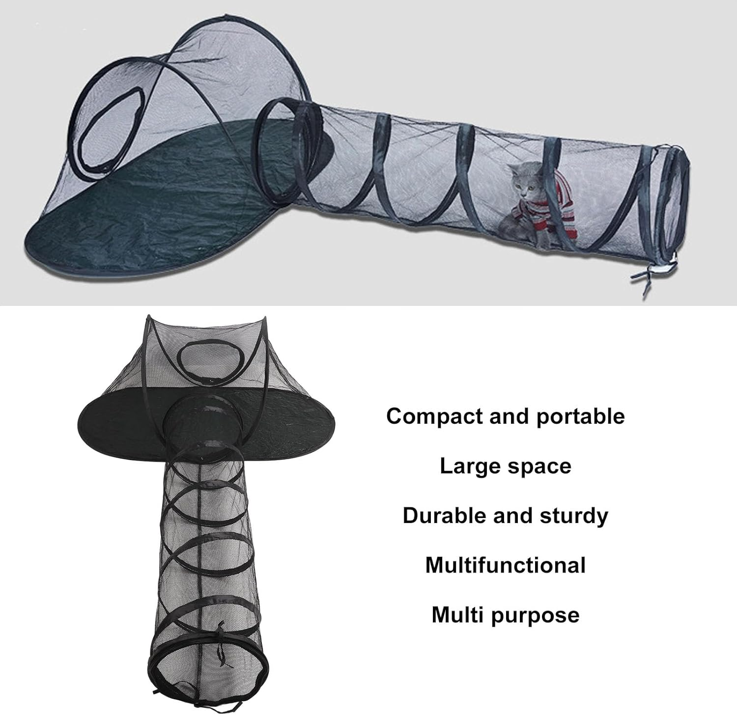 Outdoor Cat Enclosures - Breathable Cat Tent with Tunnel, Collapsible Portable Cat Playpen Catio with Large Space for Dogs Cats