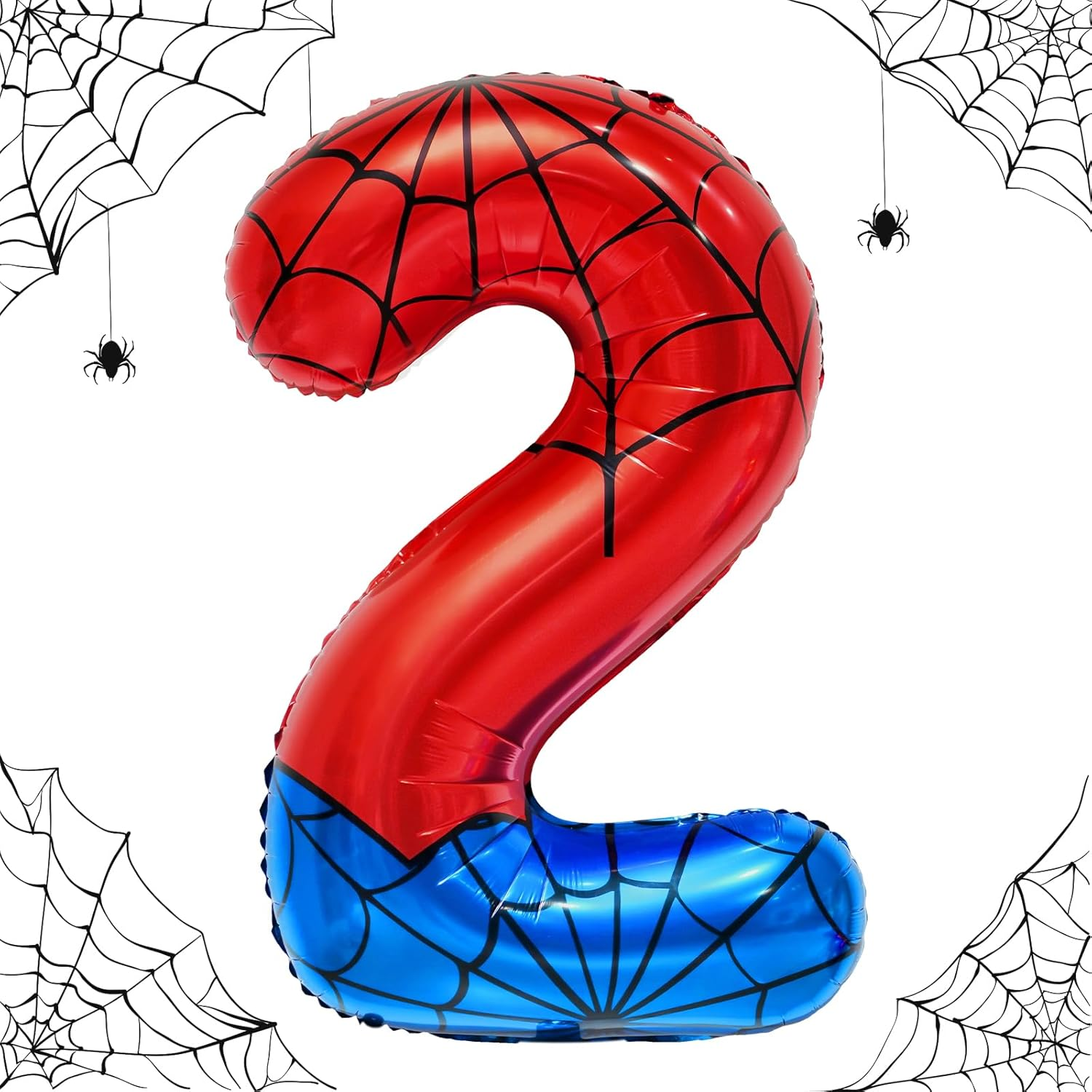 Spider Web Number 3 Balloon Birthday Decoration, Superhero Themed 40In Giant Mylar Number Party Supplies