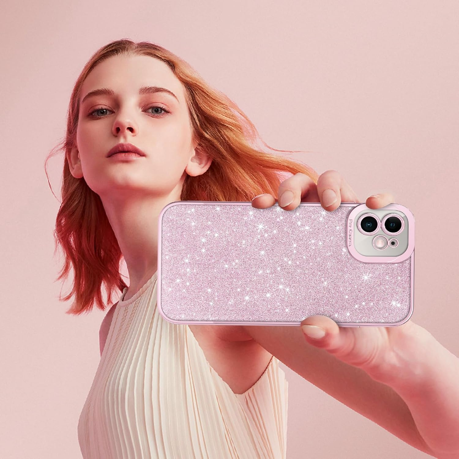 VENINGO Iphone 11 Case, Bling Sparkle Shockproof Full Body Protective Stylish Slim Glitter Cute Women Girls Girly Soft TPU Non Slip Drop Protection Lovely Phone Cases Cover for Iphone 11 6.1 Inch,Pink image number 6