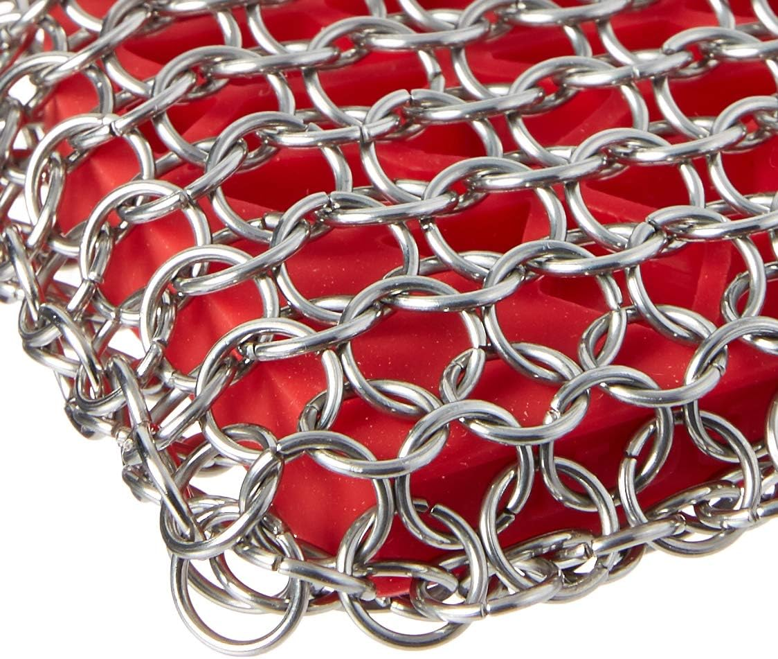 Lodge ACM10R41 Red Chainmail Scrubbing Pad, Red & Silver