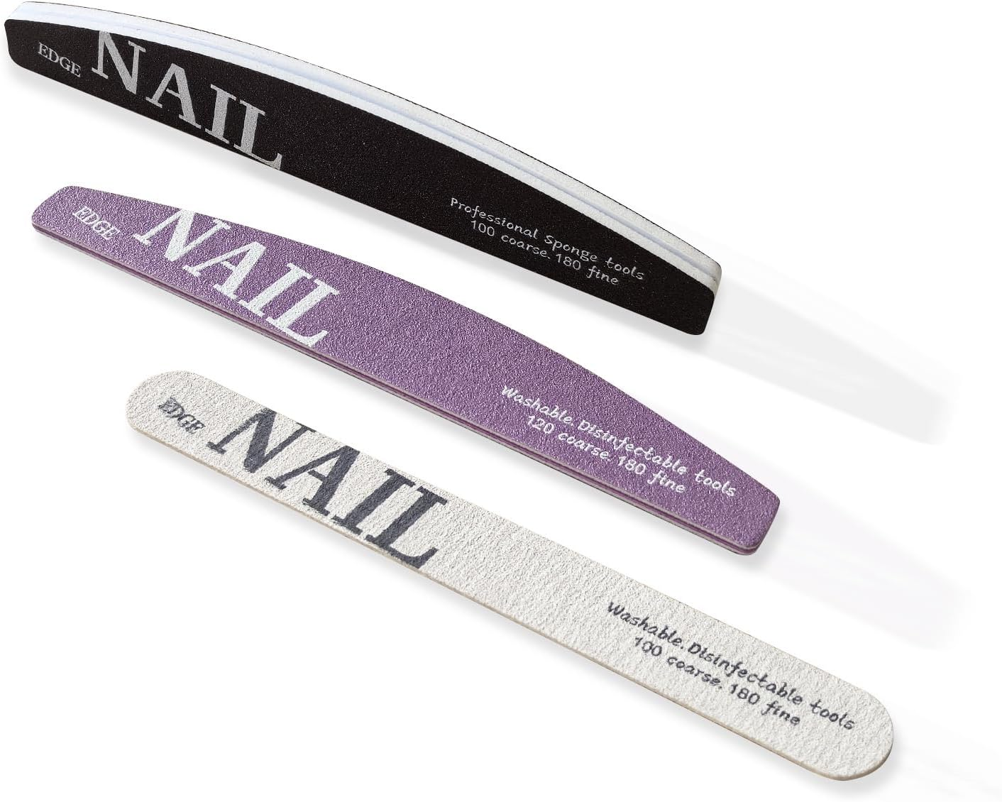 BOROLA 3PCS Nail Buffers Set for Acrylic & Natural Nails, Double Sided Manicure Tools Kit with Thin, Acrylic, Sponge File for Shaping, Smoothing and Polishing image number 2